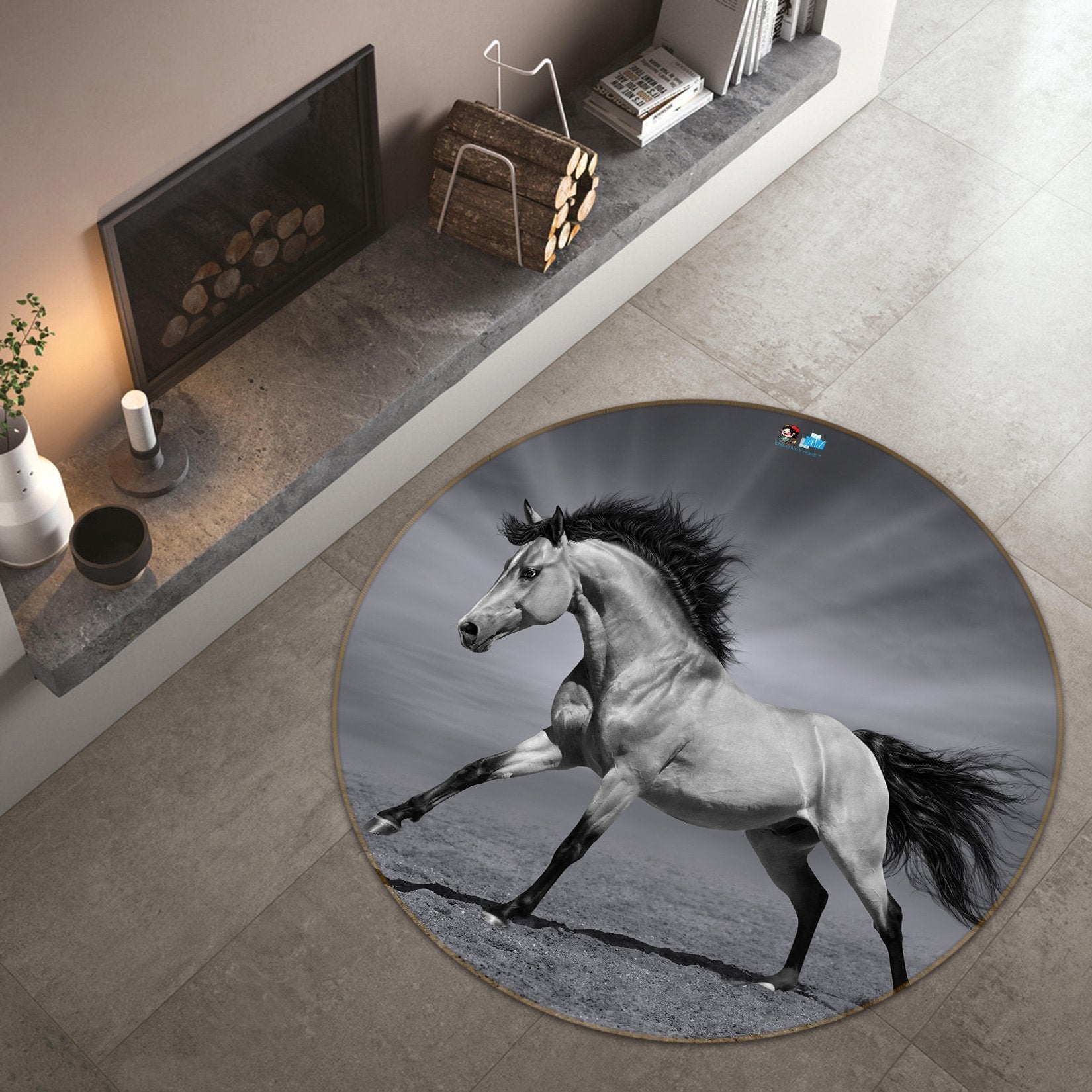 3D Horse Hair 015 Round Non Slip Rug Mat Mat AJ Creativity Home