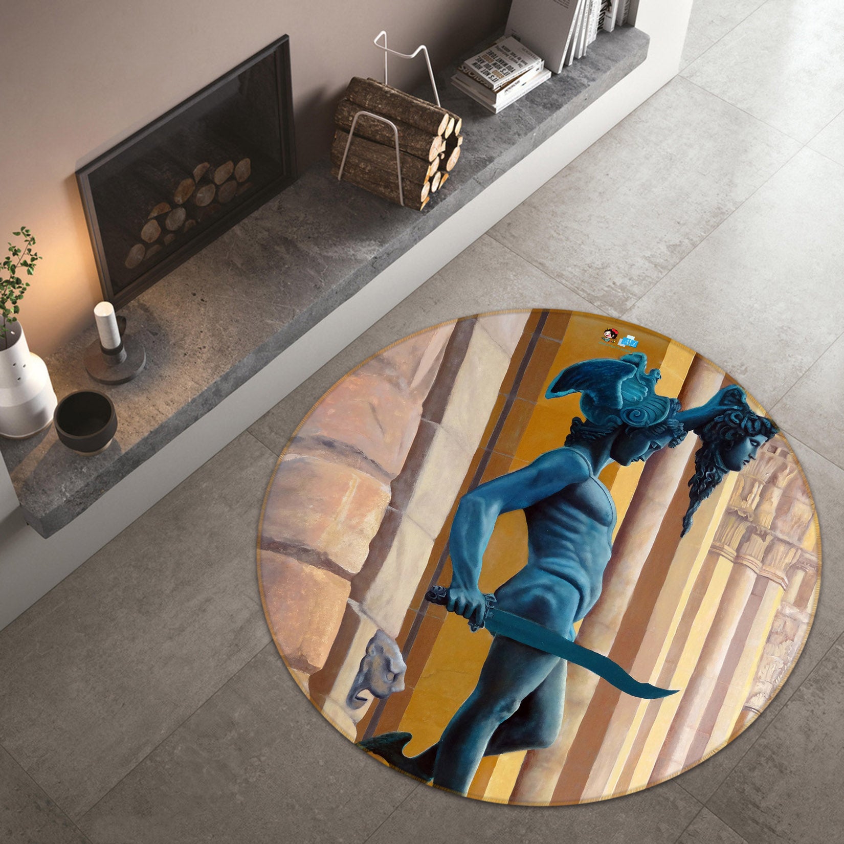 3D Statue 11092 Matthew Holden Bates Rug Round Non Slip Rug Mat