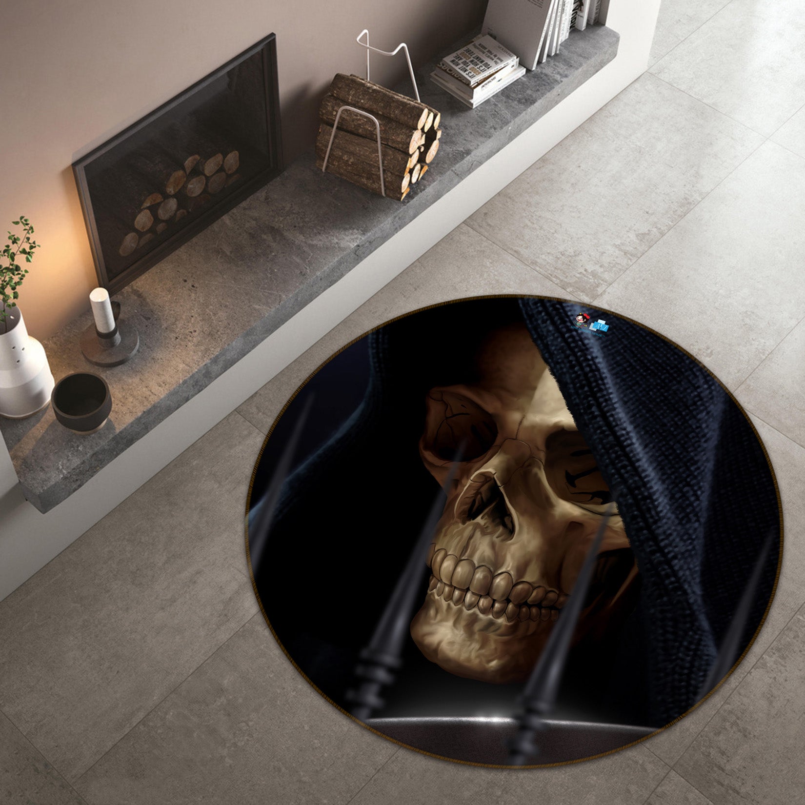 3D Skeleton 4189 Tom Wood Rug Round Non Slip Rug Mat
