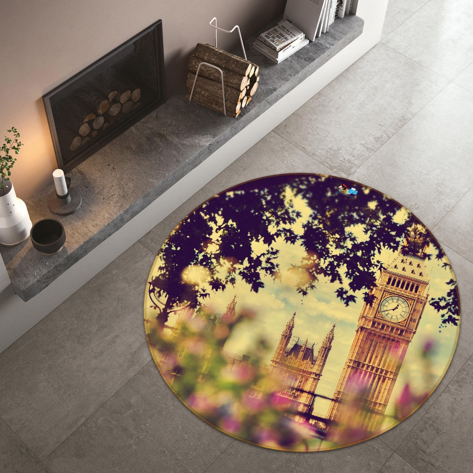 3D Clock Tower 166 Round Non Slip Rug Mat Mat AJ Creativity Home