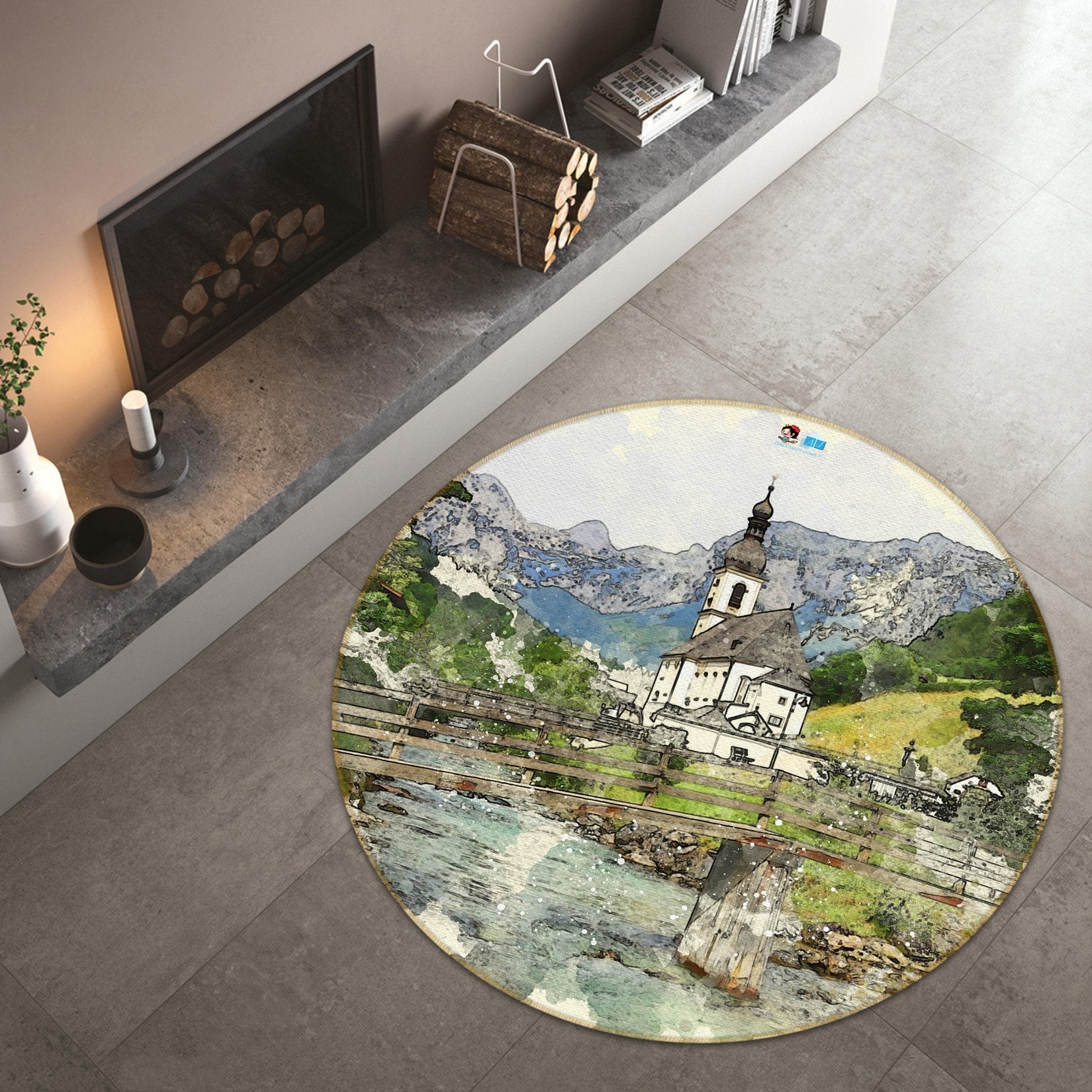 3D Graffiti Lighthouse 250 Round Non Slip Rug Mat Mat AJ Creativity Home