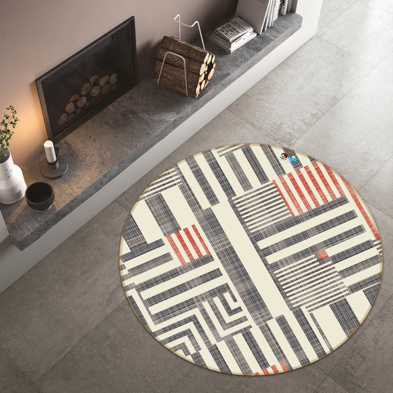 3D Thick Line 287 Round Non Slip Rug Mat Mat AJ Creativity Home