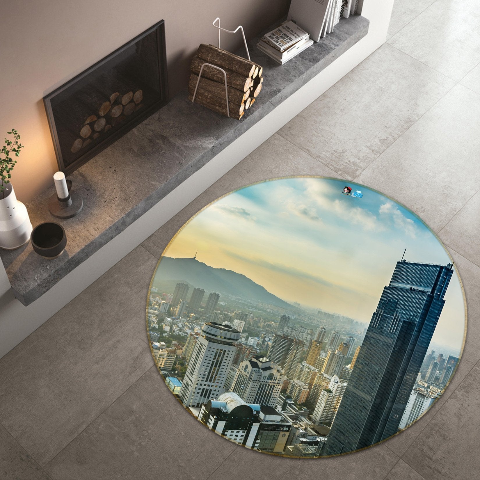 3D High-Rise Building 105 Round Non Slip Rug Mat Mat AJ Creativity Home