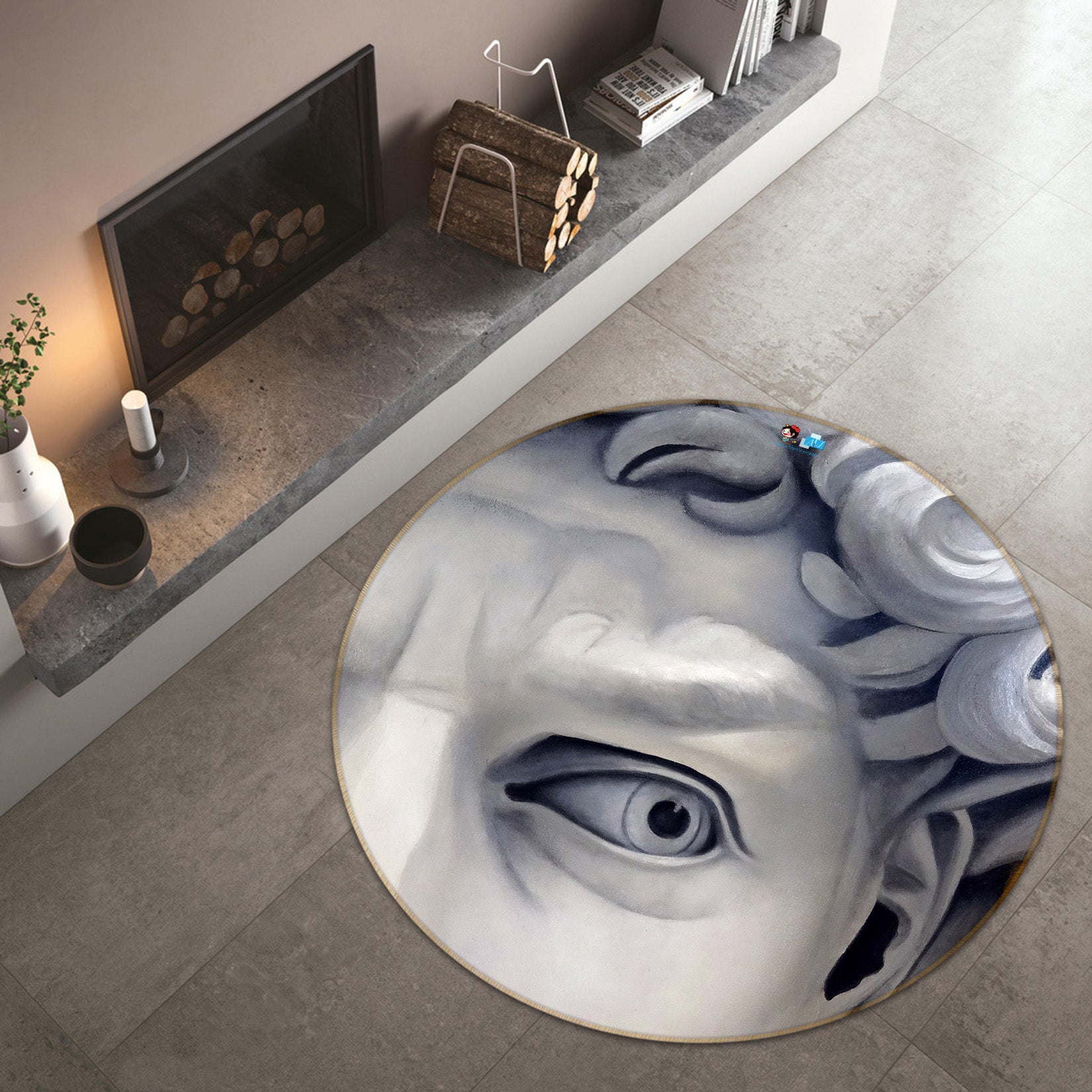 3D Statue Of David 11078 Matthew Holden Bates Rug Round Non Slip Rug Mat