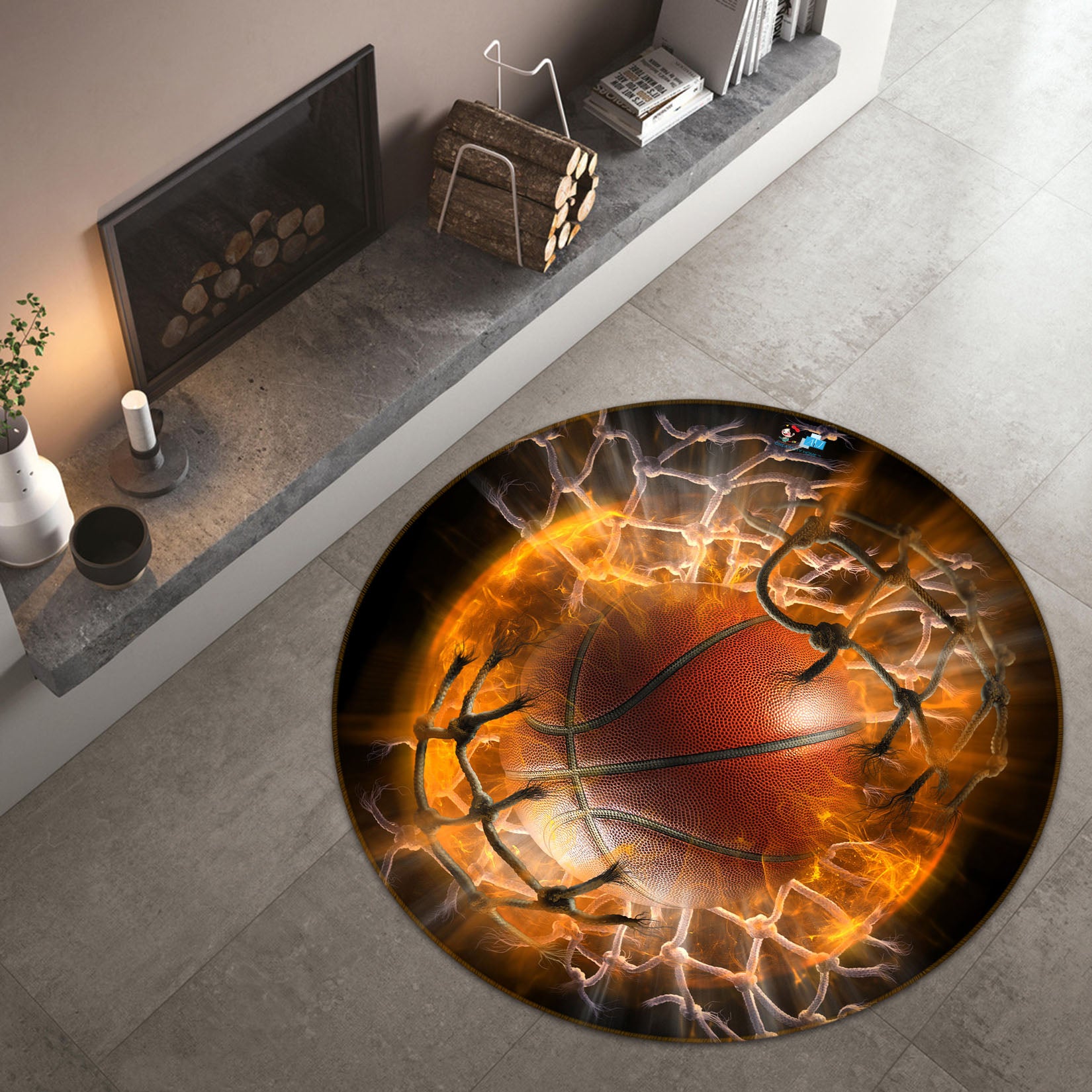 3D Sports Basketball 454 Tom Wood Rug Round Non Slip Rug Mat