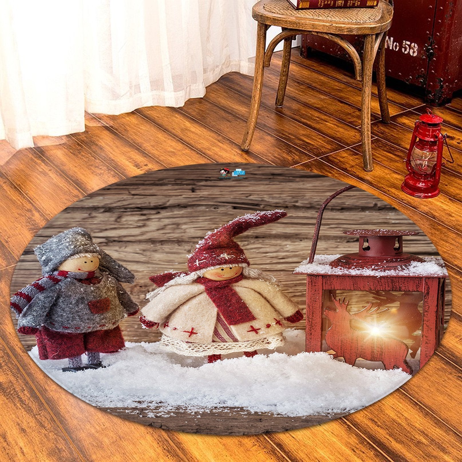 3D Oil Lamp Doll 060 Round Non Slip Rug Mat Mat AJ Creativity Home