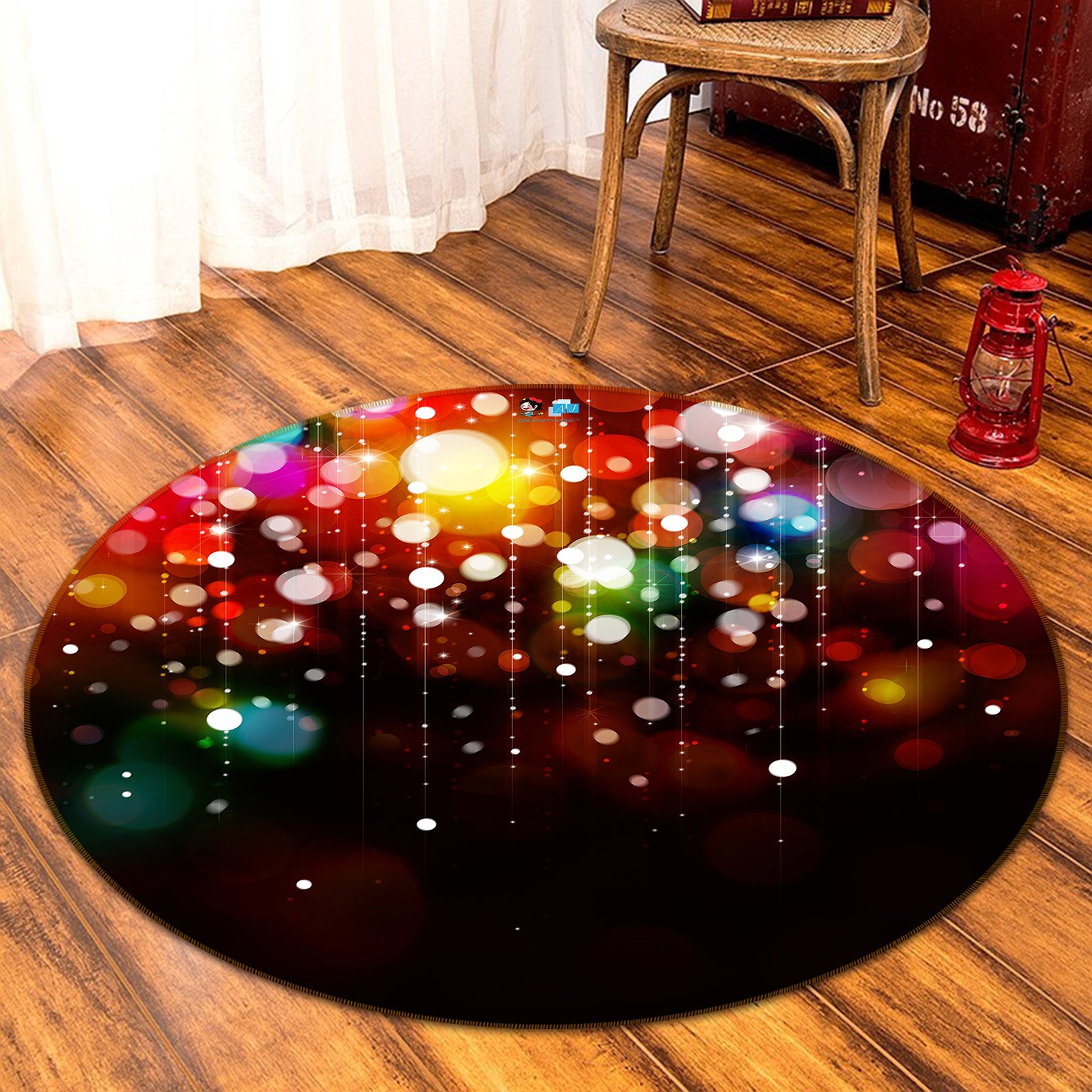 3D Color Aperture 56015 Christmas Round Non Slip Rug Mat Xmas