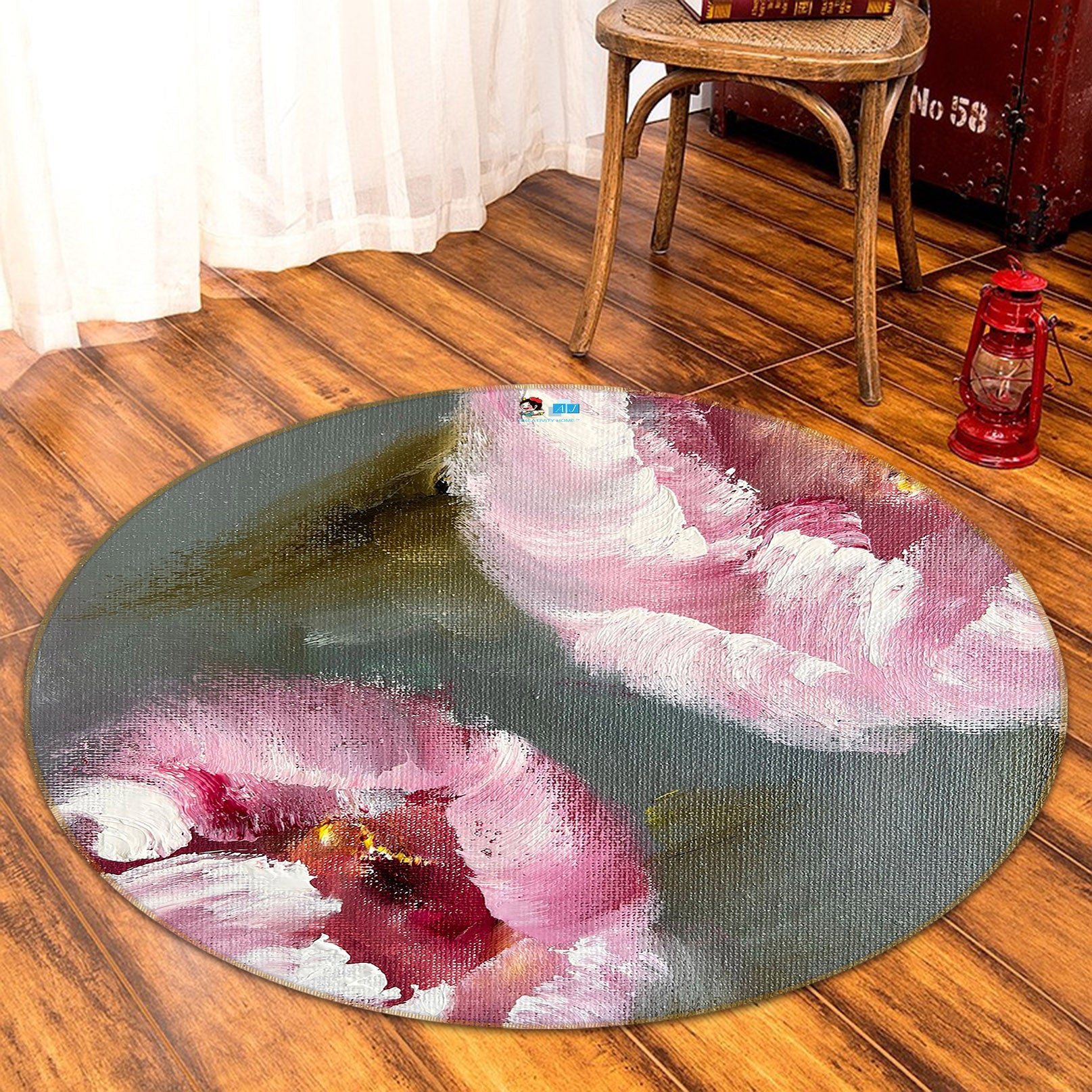 3D Painted Flowers 874 Skromova Marina Rug Round Non Slip Rug Mat
