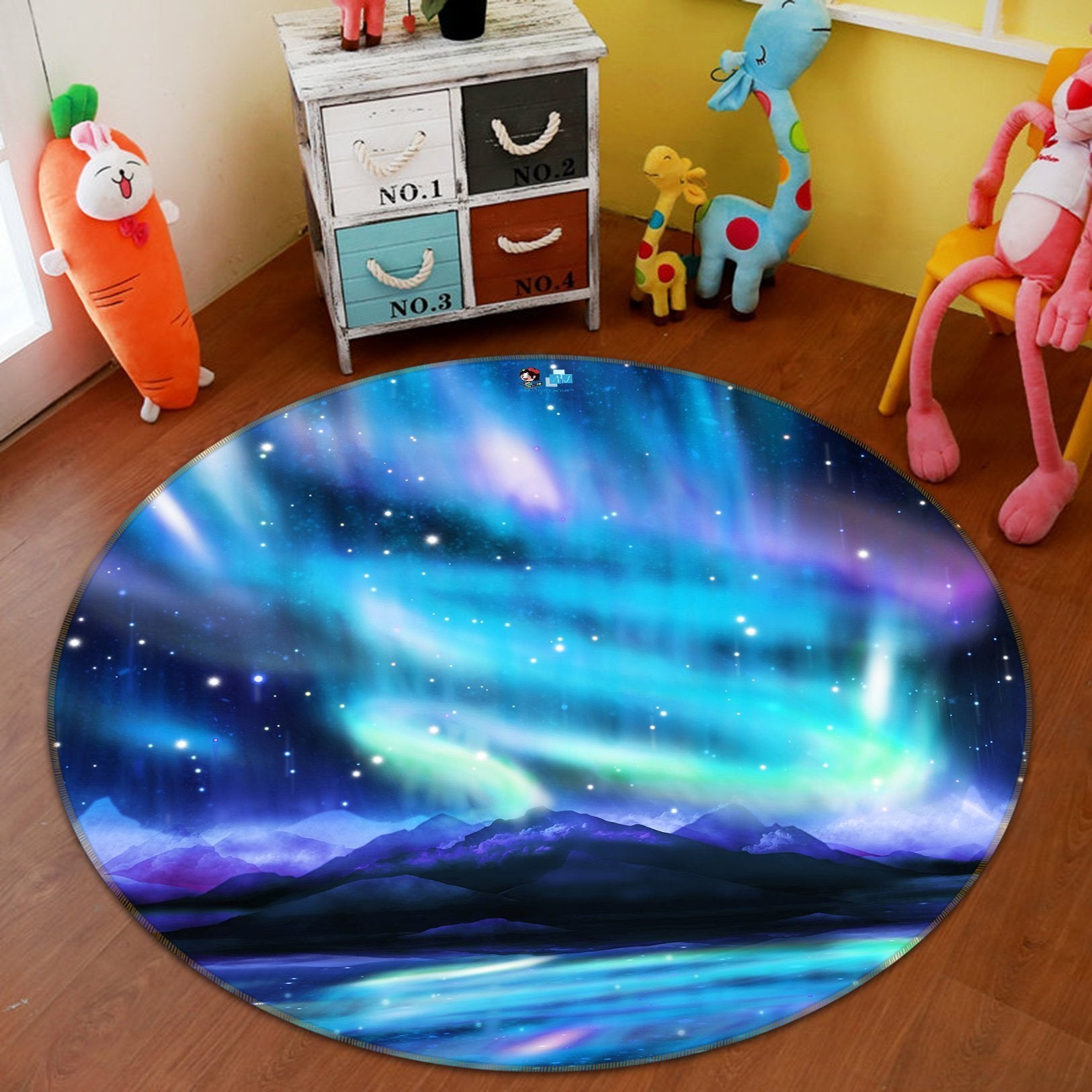 3D Dazzling Aurora 107 Round Non Slip Rug Mat Mat AJ Creativity Home