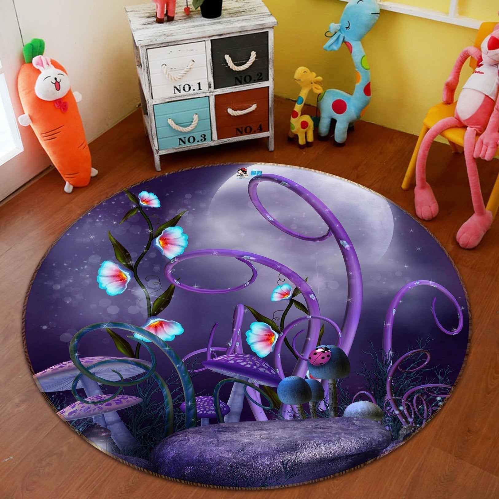 3D Mushrooms 119 Round Non Slip Rug Mat Mat AJ Creativity Home