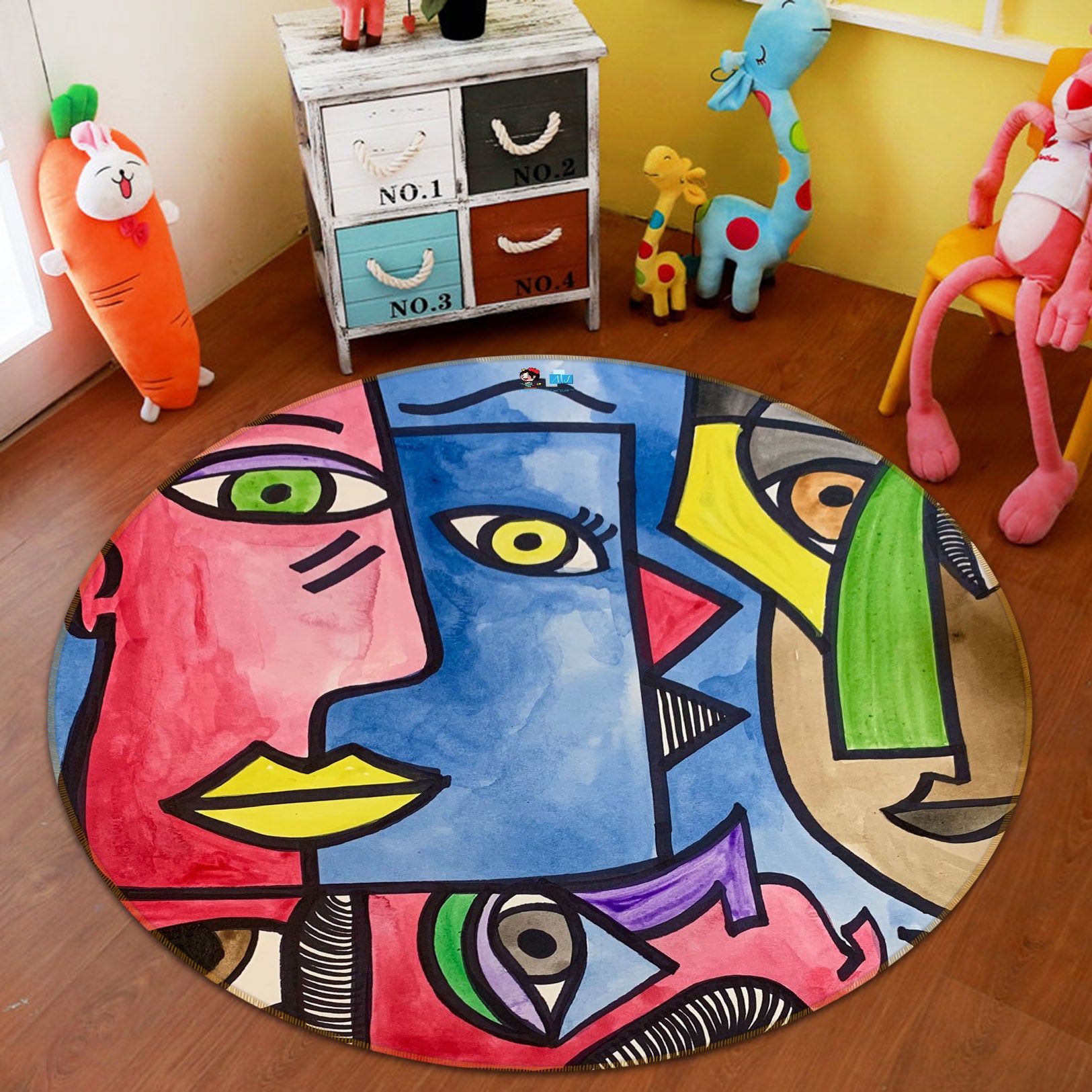 3D Abstract Caricature 8238 Jacqueline Reynoso Rug Round Non Slip Rug Mat