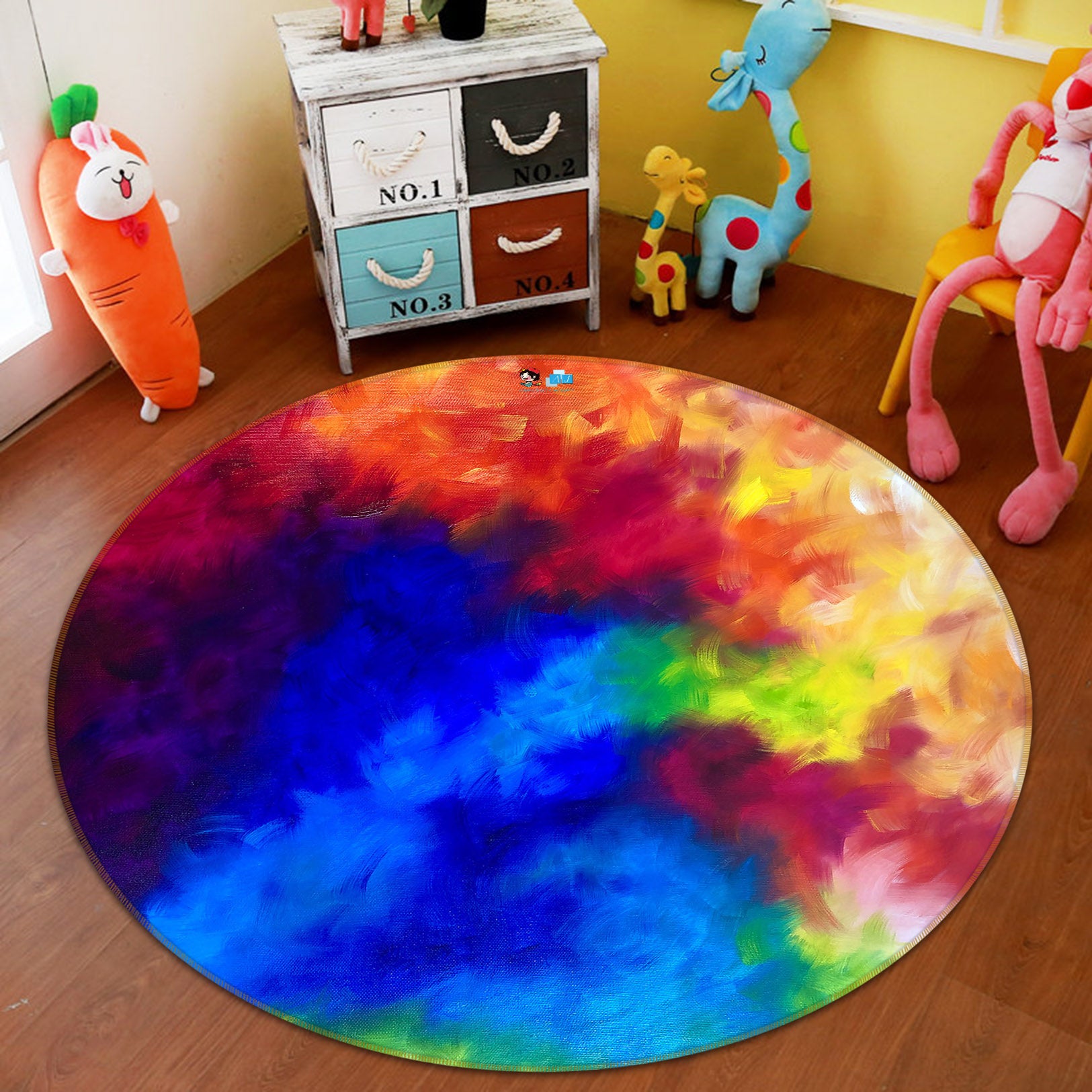 3D Color Pigment 909 Skromova Marina Rug Round Non Slip Rug Mat