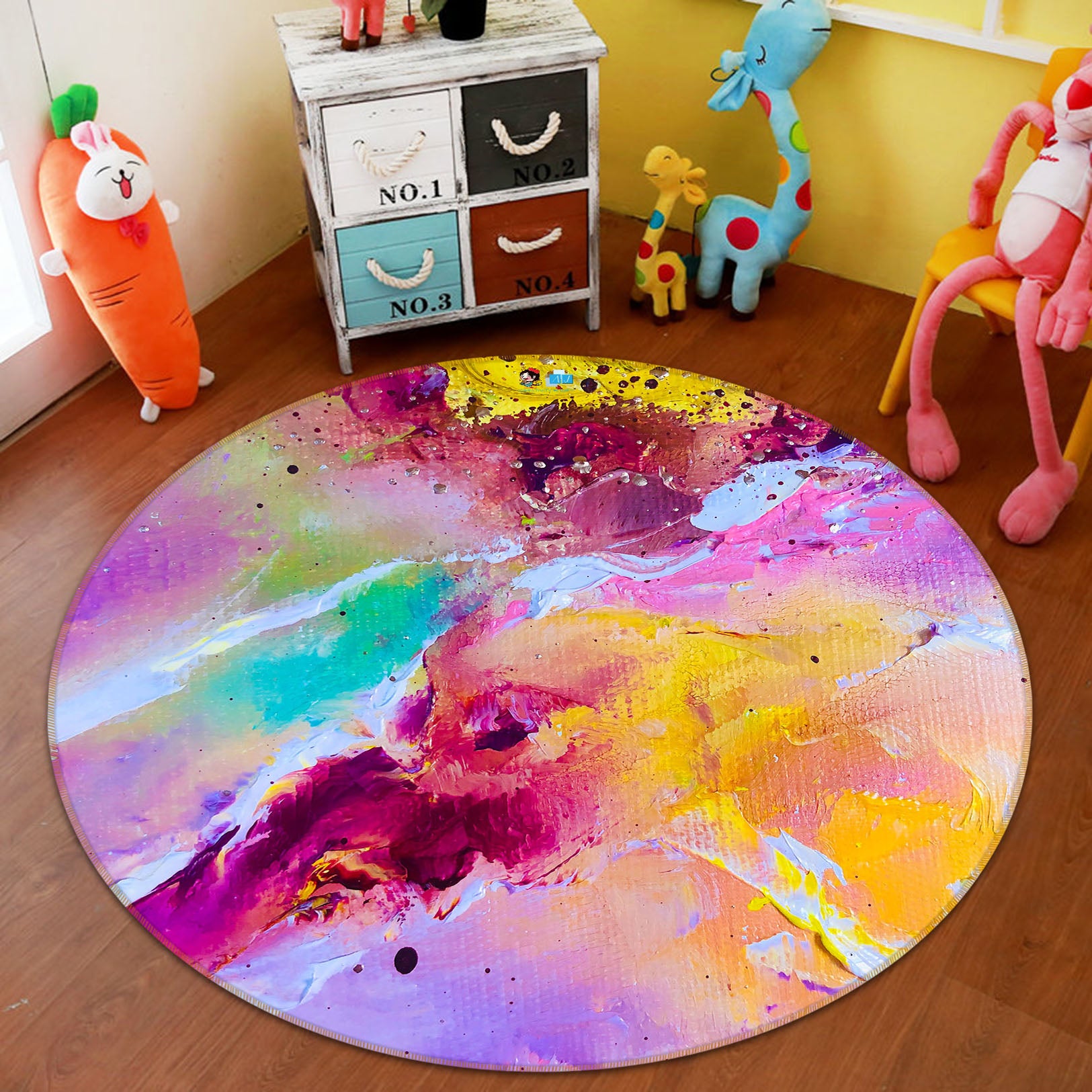 3D Colorful Watercolor 928 Skromova Marina Rug Round Non Slip Rug Mat