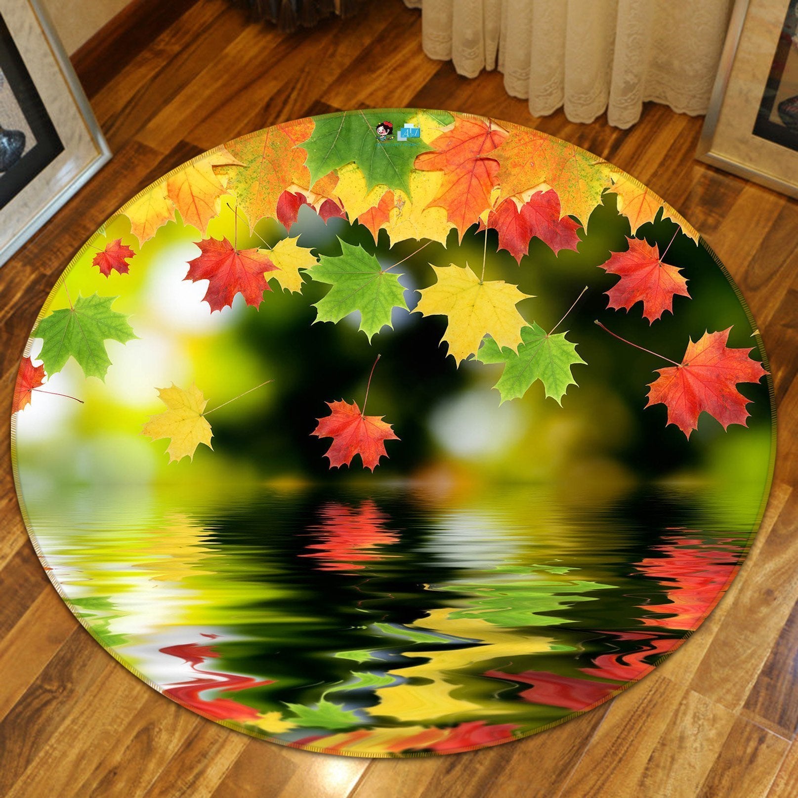 3D Falling Leaves 49 Round Non Slip Rug Mat Mat AJ Creativity Home