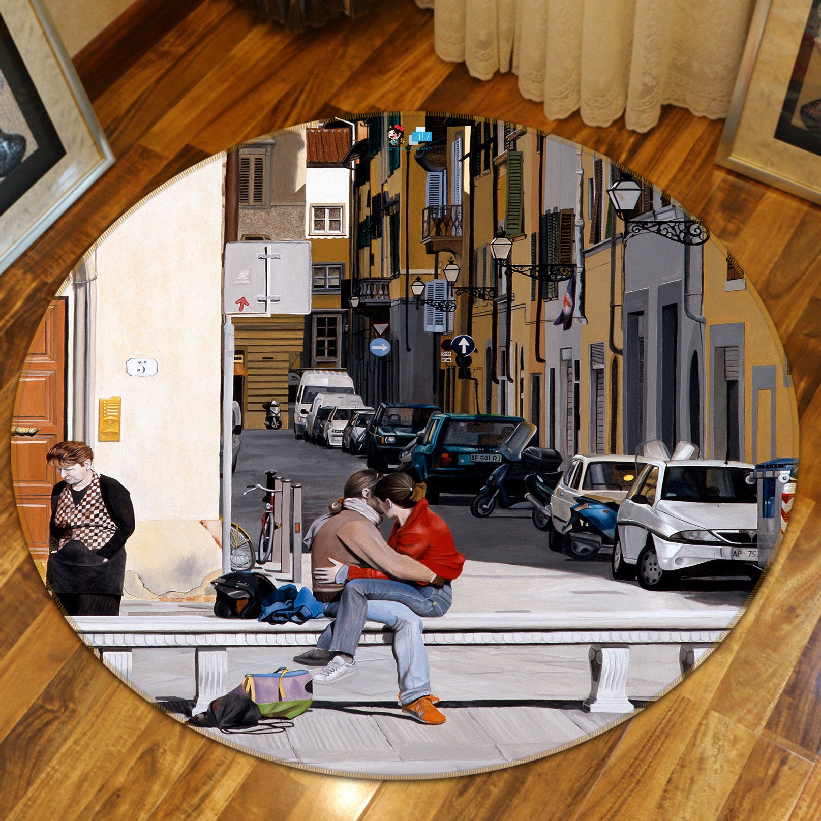 3D Street House 11088 Matthew Holden Bates Rug Round Non Slip Rug Mat