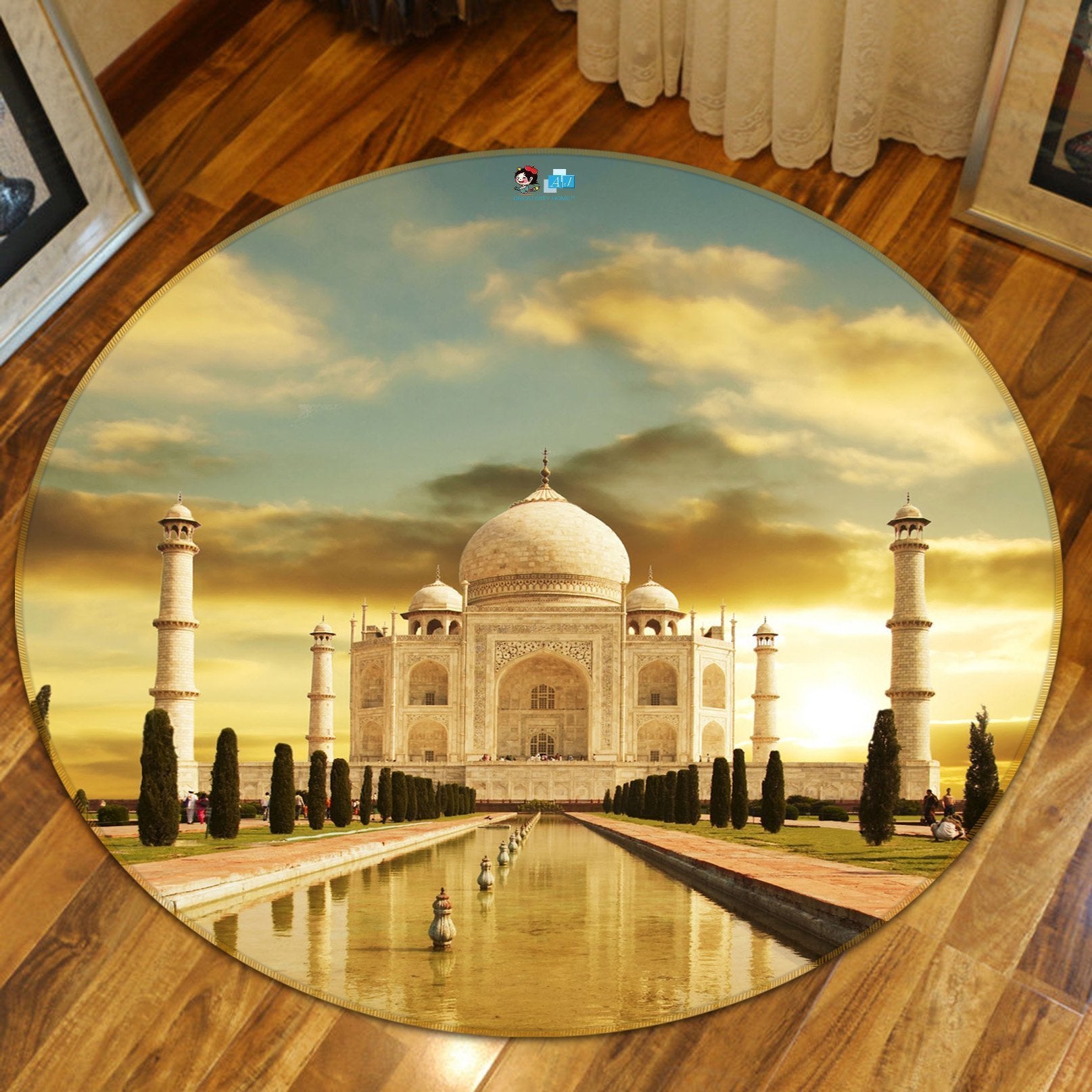 3D Taj Mahal 30 Round Non Slip Rug Mat Mat AJ Creativity Home