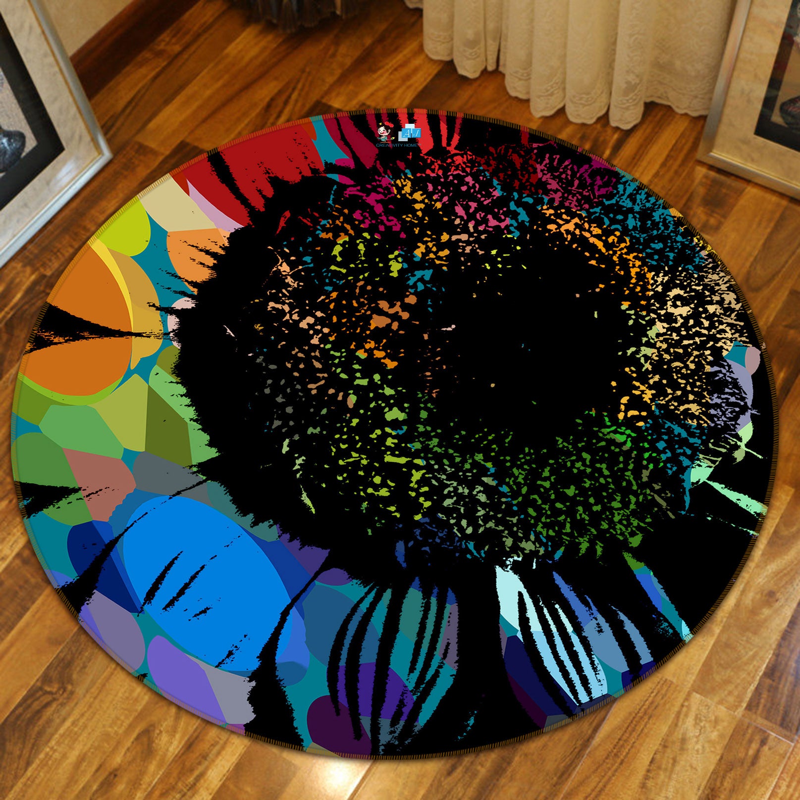 3D Color Petal 19199 Shandra Smith Rug Round Non Slip Rug Mat