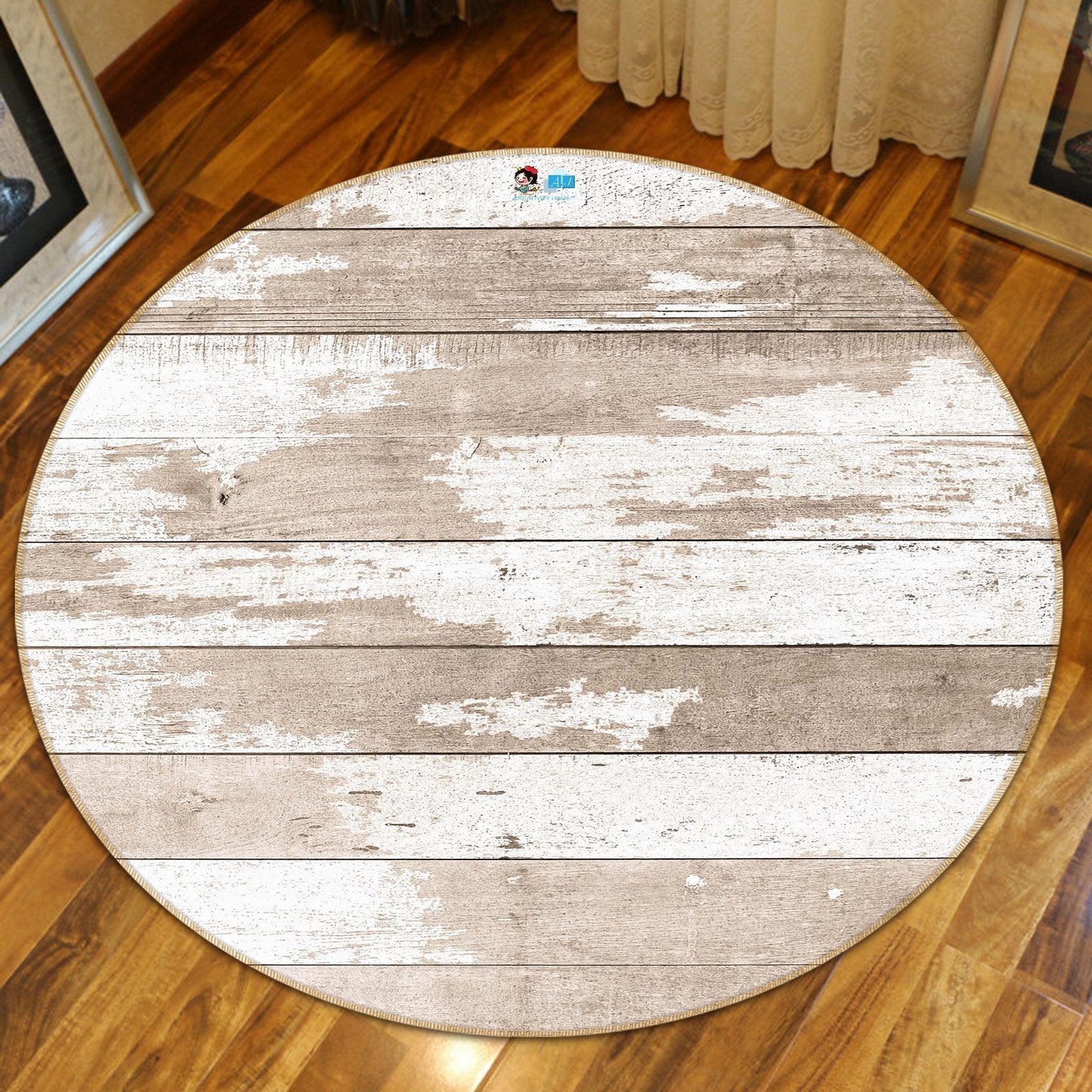 3D Gray Board 285 Round Non Slip Rug Mat Mat AJ Creativity Home