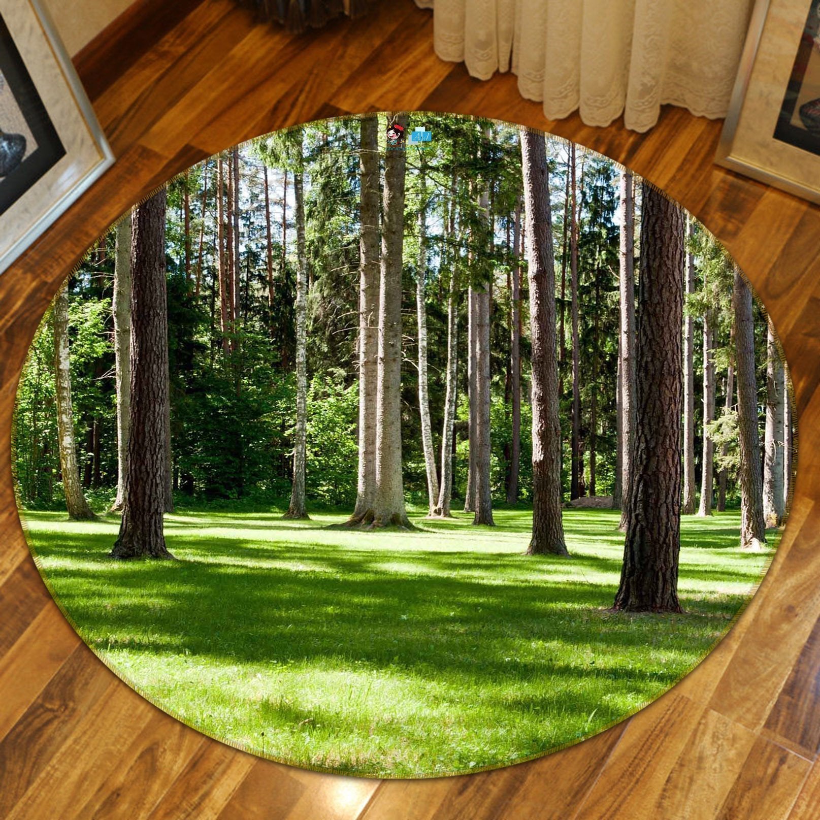 3D Forest Lawn Shade 12 Round Non Slip Rug Mat Mat AJ Creativity Home