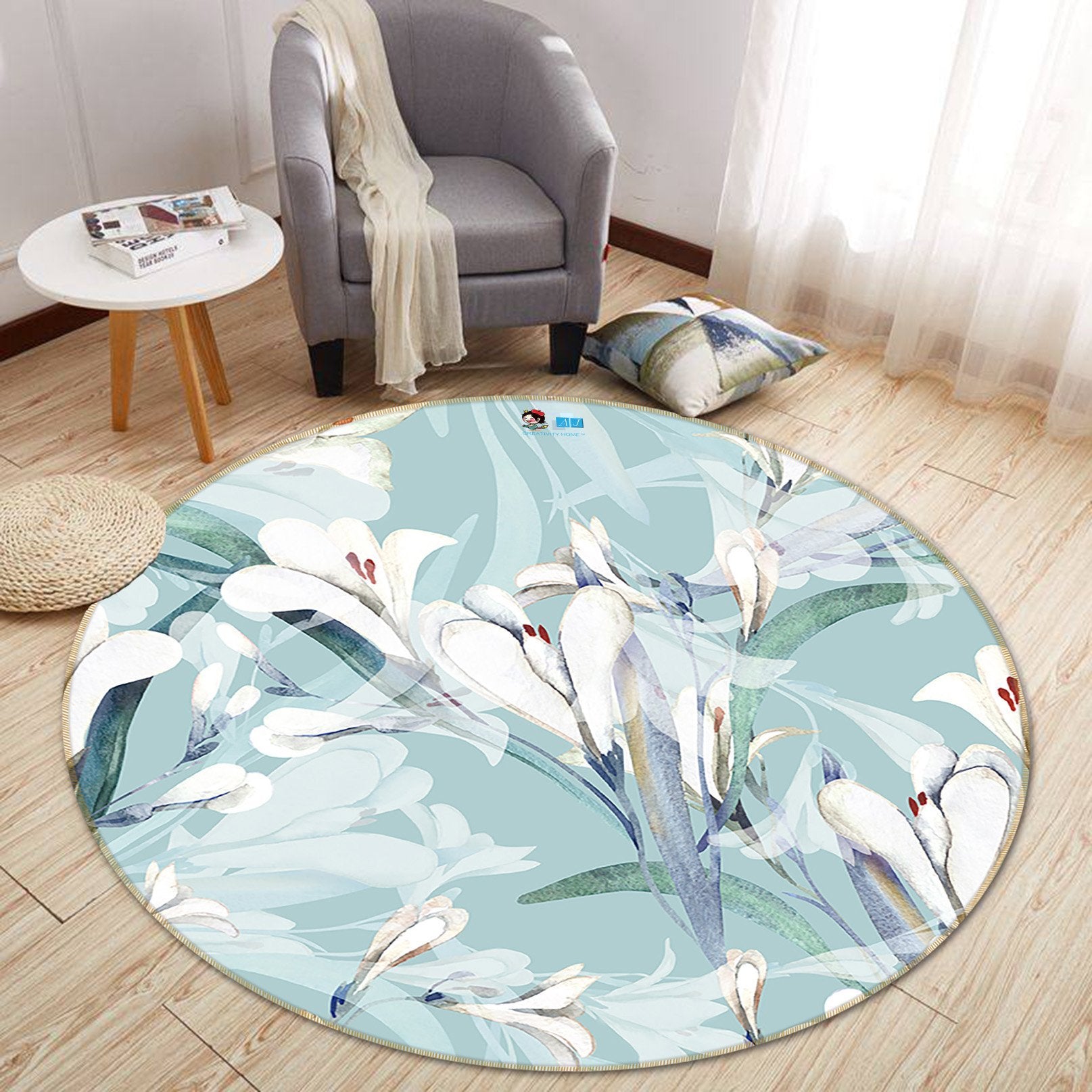 3D Flower Shadow 272 Round Non Slip Rug Mat Mat AJ Creativity Home