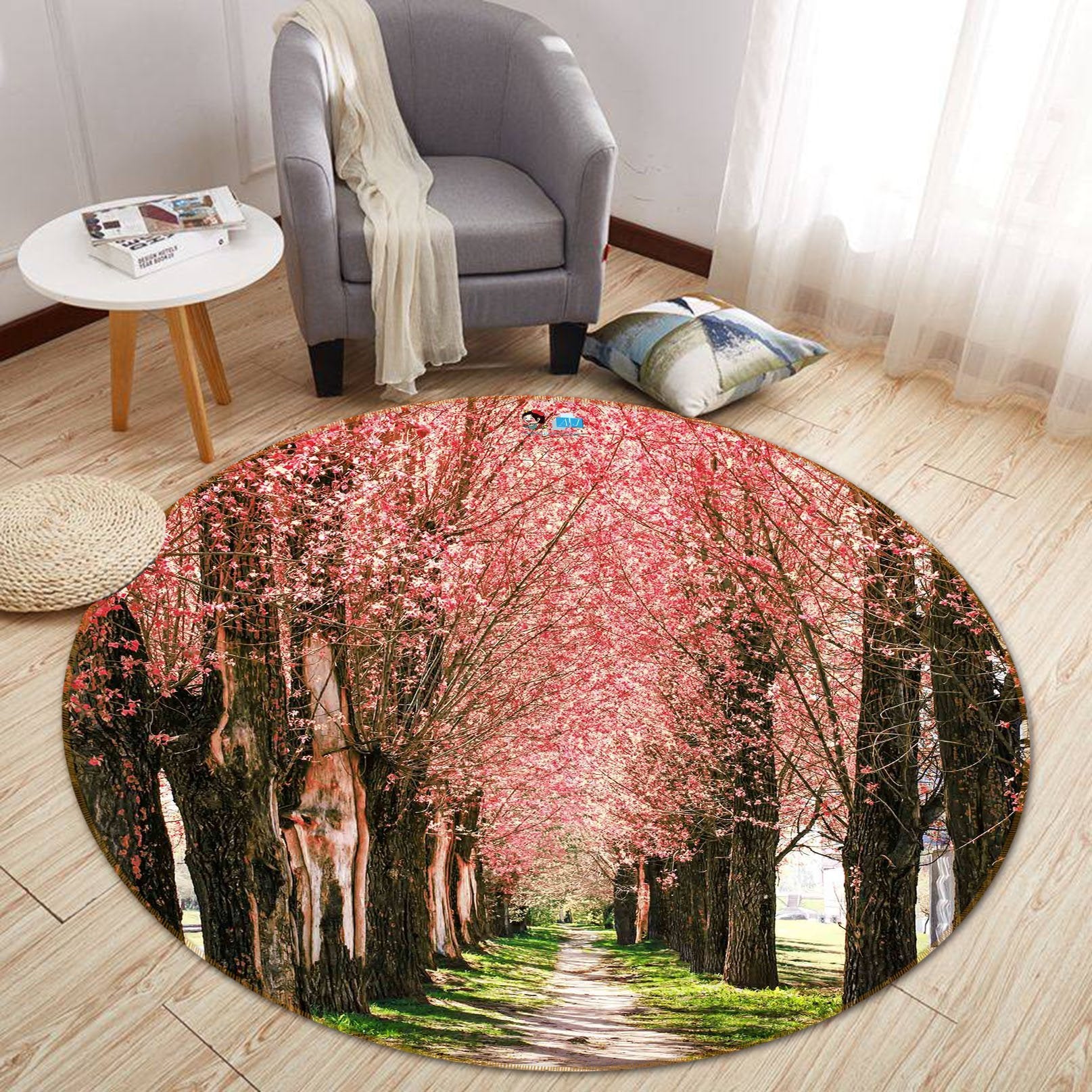 3D Cherry Blossom Forest 368 Round Non Slip Rug Mat Mat AJ Creativity Home