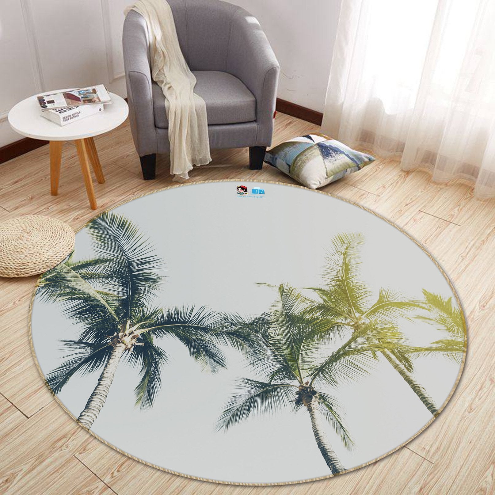 3D Coconut Tree 103 Round Non Slip Rug Mat Mat AJ Creativity Home