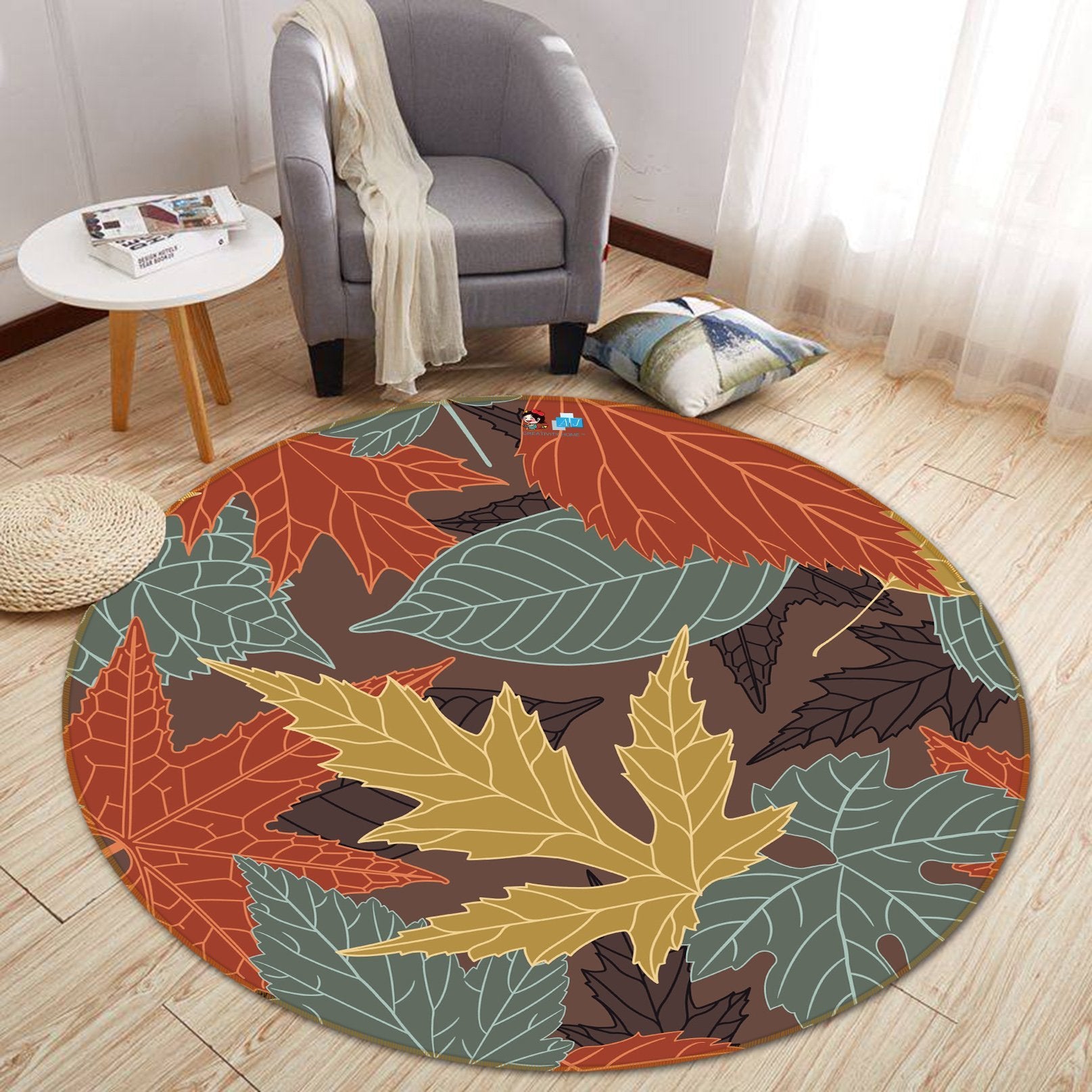 3D Maple Leaf Grain 263 Round Non Slip Rug Mat Mat AJ Creativity Home