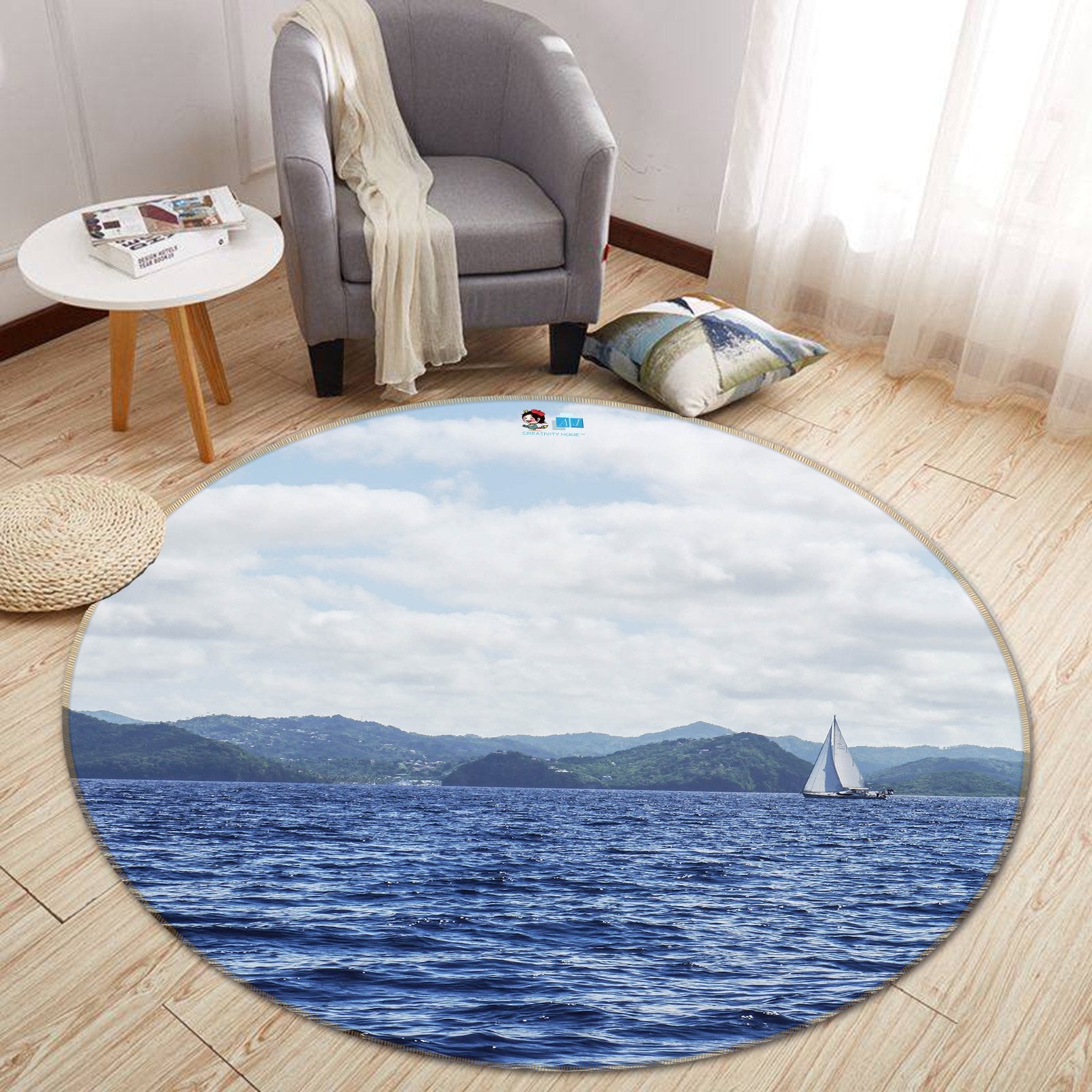 3D Sea Island 238 Round Non Slip Rug Mat Mat AJ Creativity Home