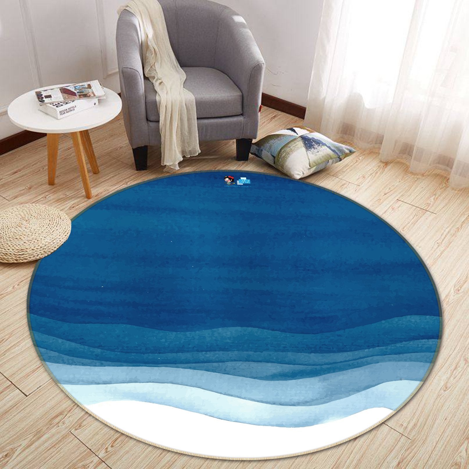 3D Blue Wave 211 Round Non Slip Rug Mat Mat AJ Creativity Home