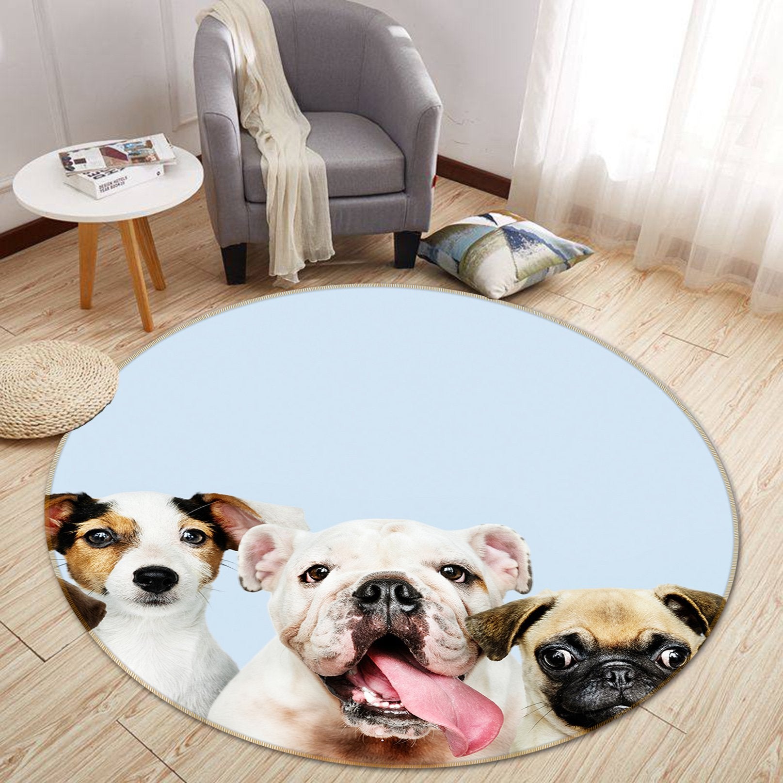 3D Puppy Cute 008 Animal Round Non Slip Rug Mat Mat AJ Creativity Home
