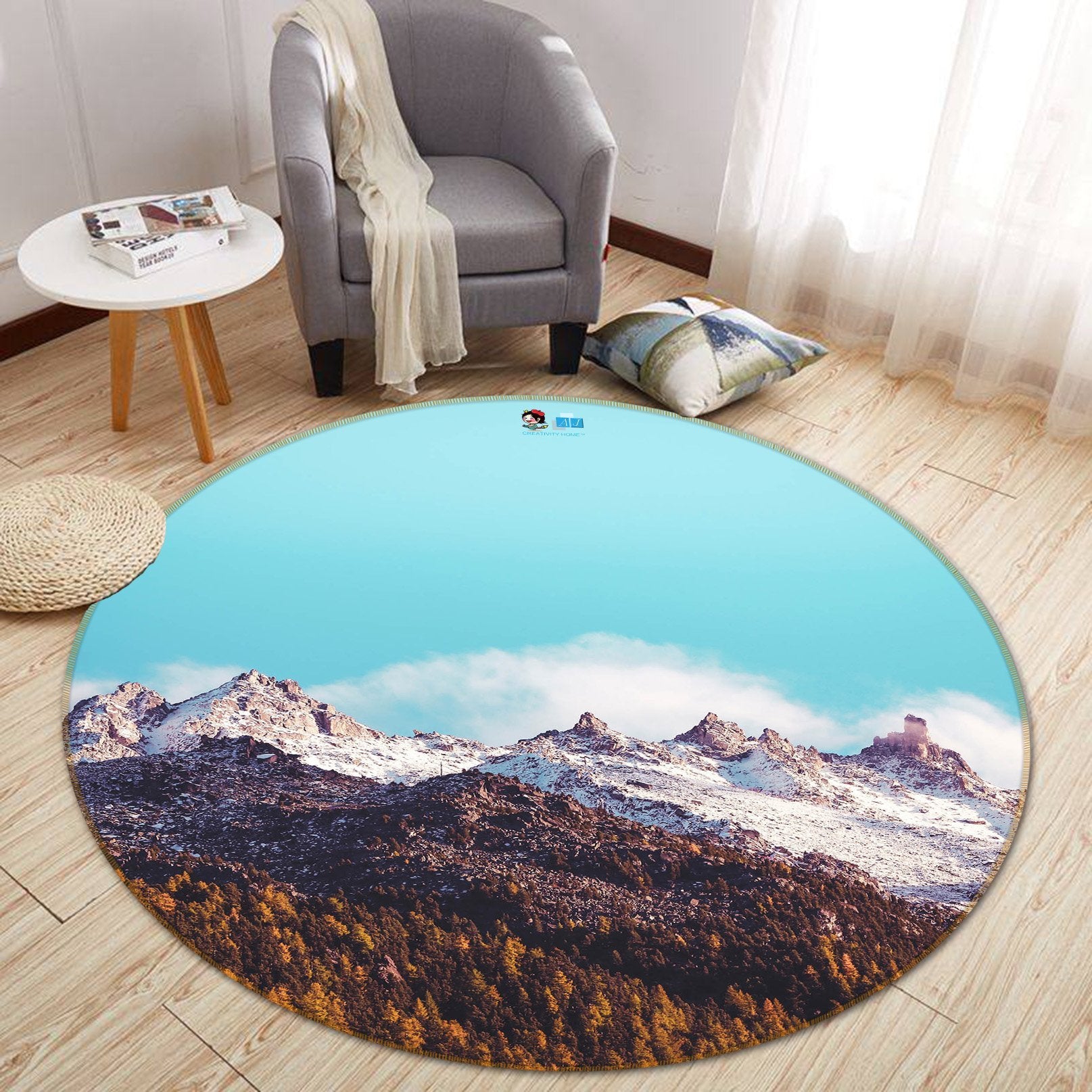 3D Snow Mountain 231 Round Non Slip Rug Mat Mat AJ Creativity Home
