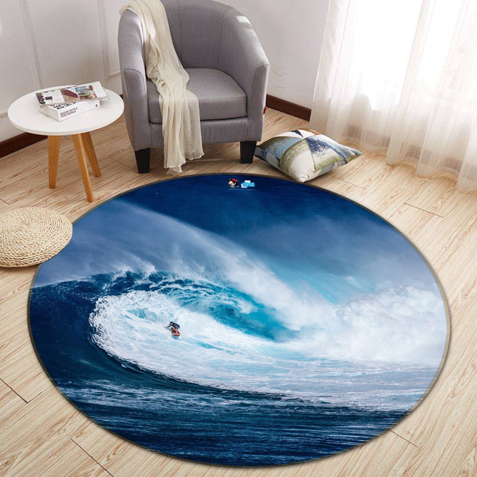 3D Fierce Surf 132 Round Non Slip Rug Mat Mat AJ Creativity Home