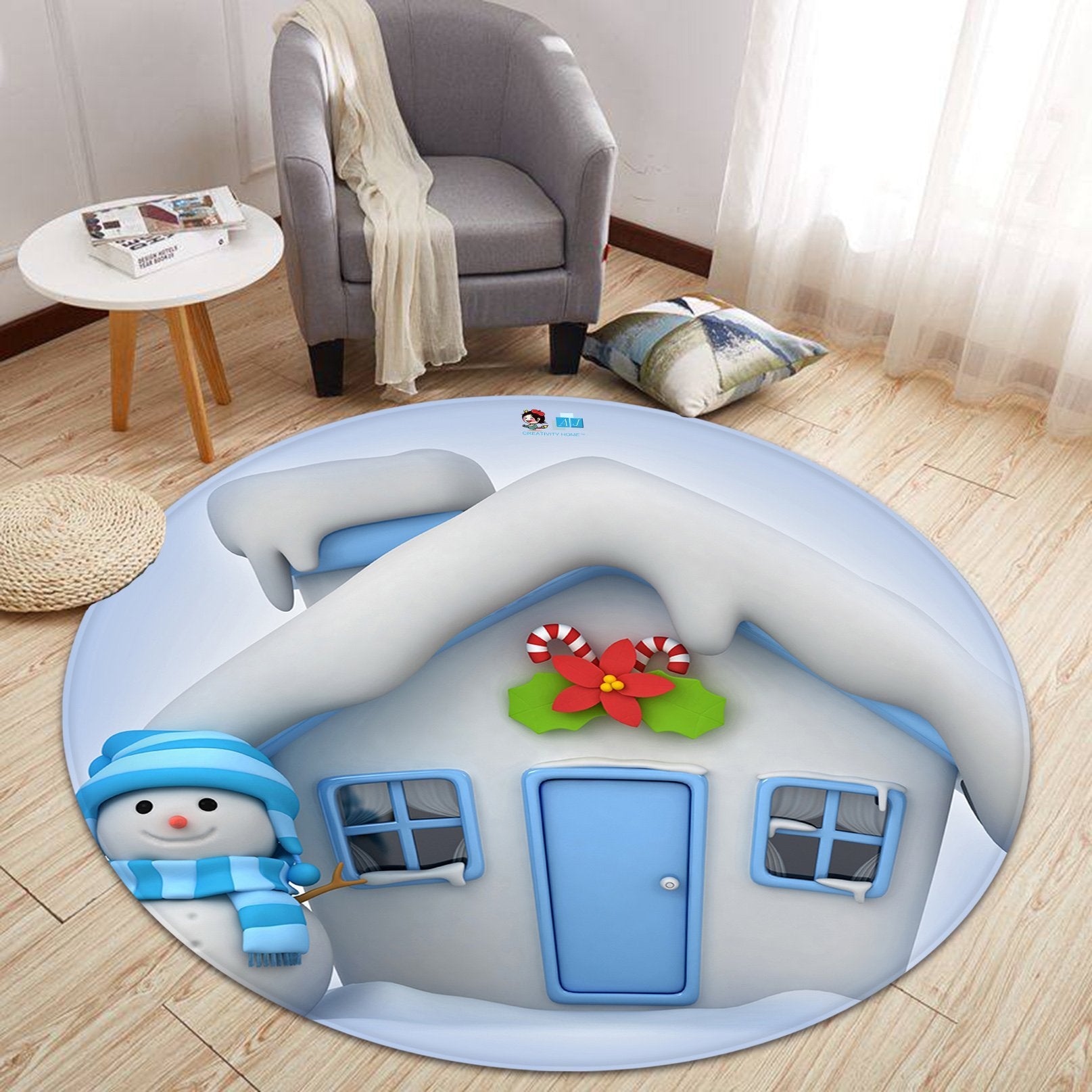 3D Cartoon Cute House 065 Round Non Slip Rug Mat Mat AJ Creativity Home