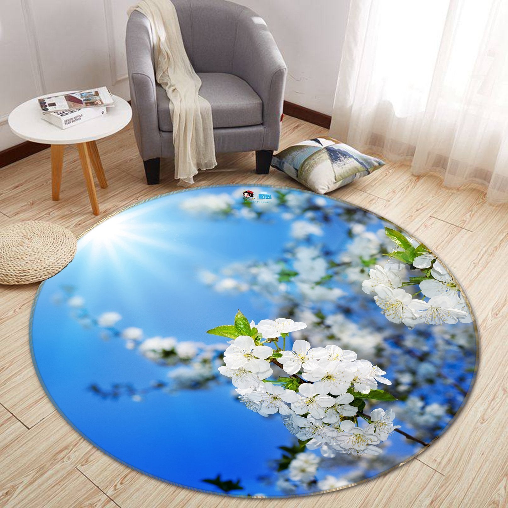 3D Sunlight Blooming Flower 344 Round Non Slip Rug Mat Mat AJ Creativity Home