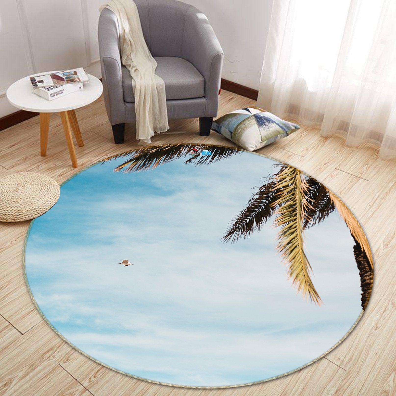 3D Coconut Leaf 126 Round Non Slip Rug Mat Mat AJ Creativity Home