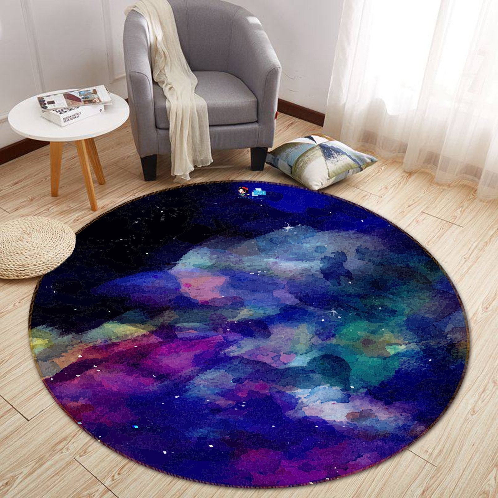 3D Purple Ink 176 Round Non Slip Rug Mat Mat AJ Creativity Home