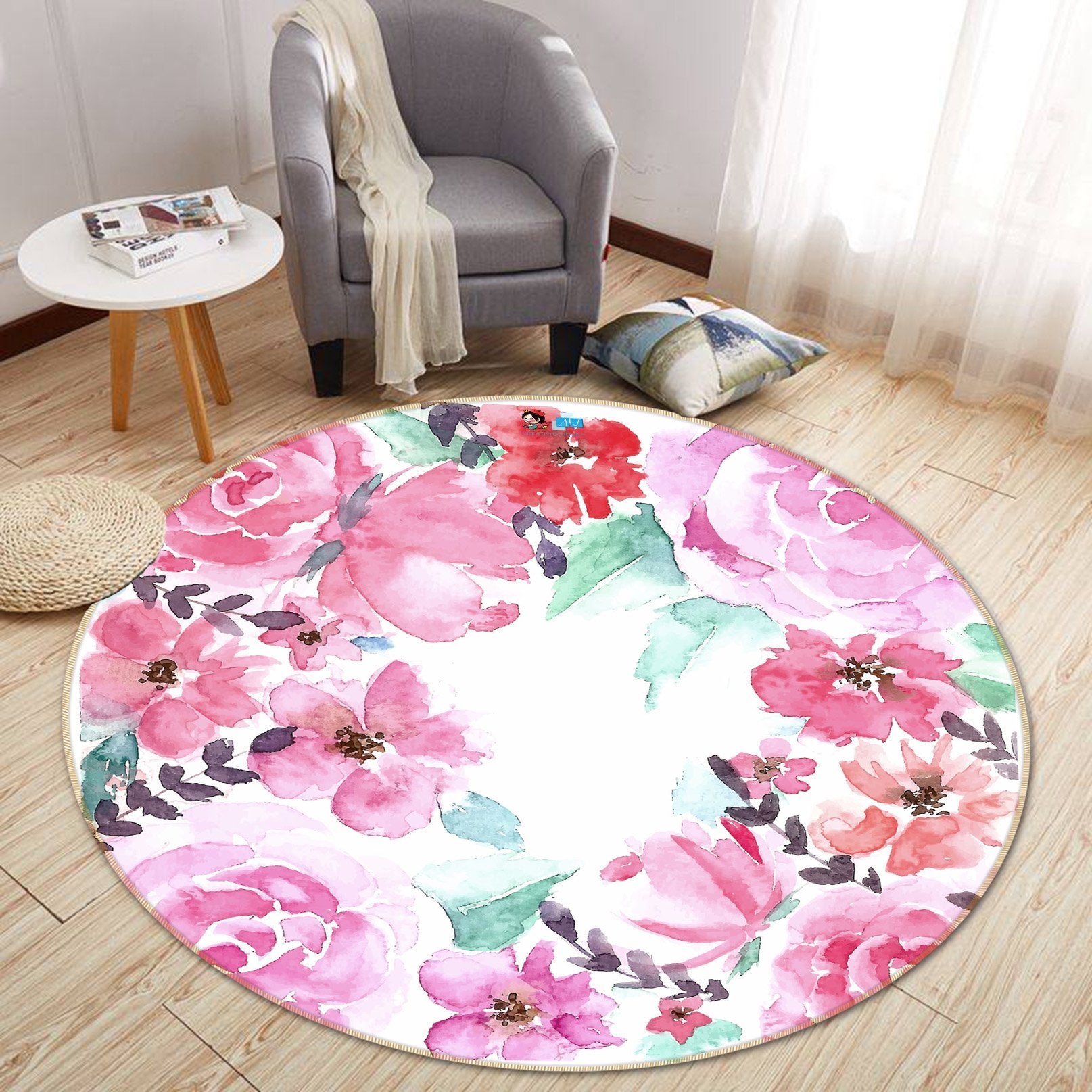 3D Gouache Flower 217 Round Non Slip Rug Mat Mat AJ Creativity Home