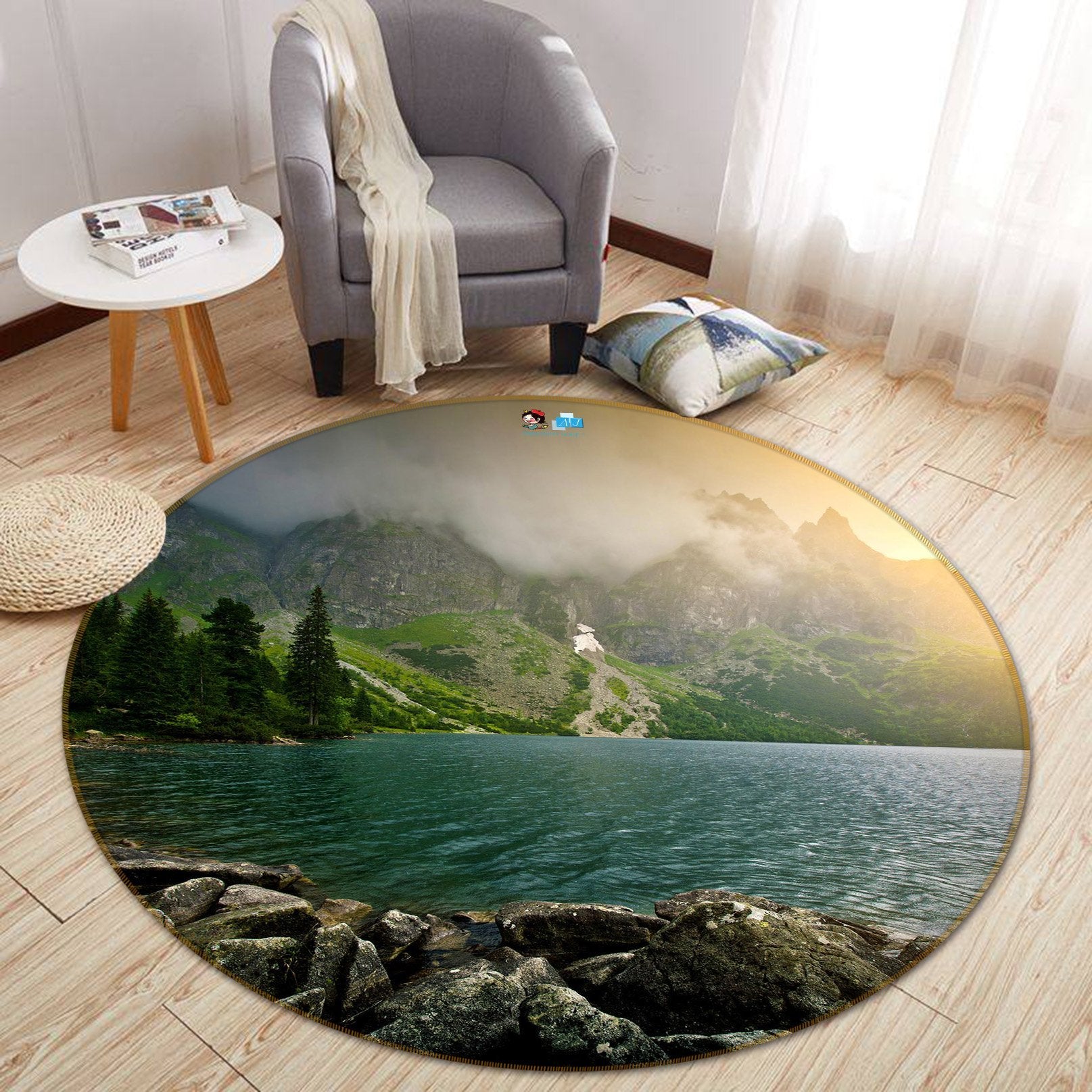 3D Dusk Lake 098 Round Non Slip Rug Mat Mat AJ Creativity Home