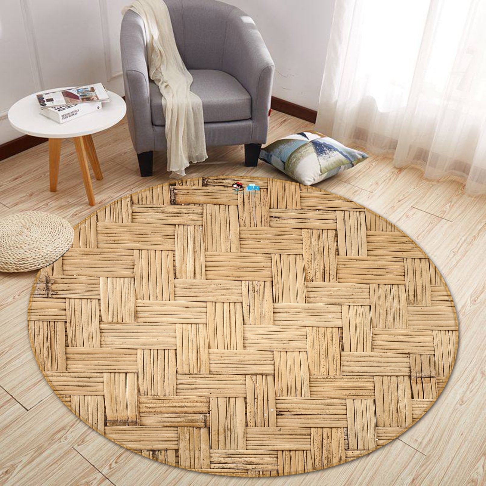3D Bamboo Strip 324 Round Non Slip Rug Mat Mat AJ Creativity Home