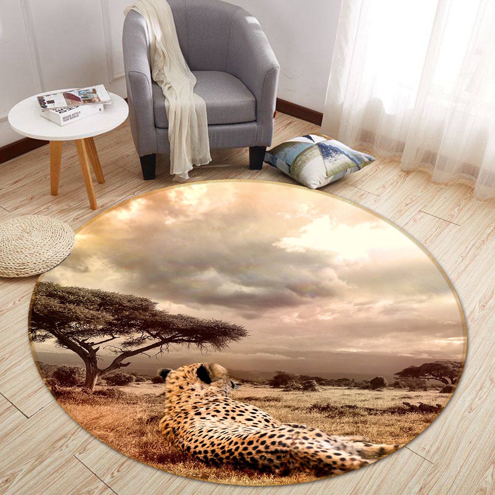 3D Sunset Tiger 026 Animal Round Non Slip Rug Mat Mat AJ Creativity Home