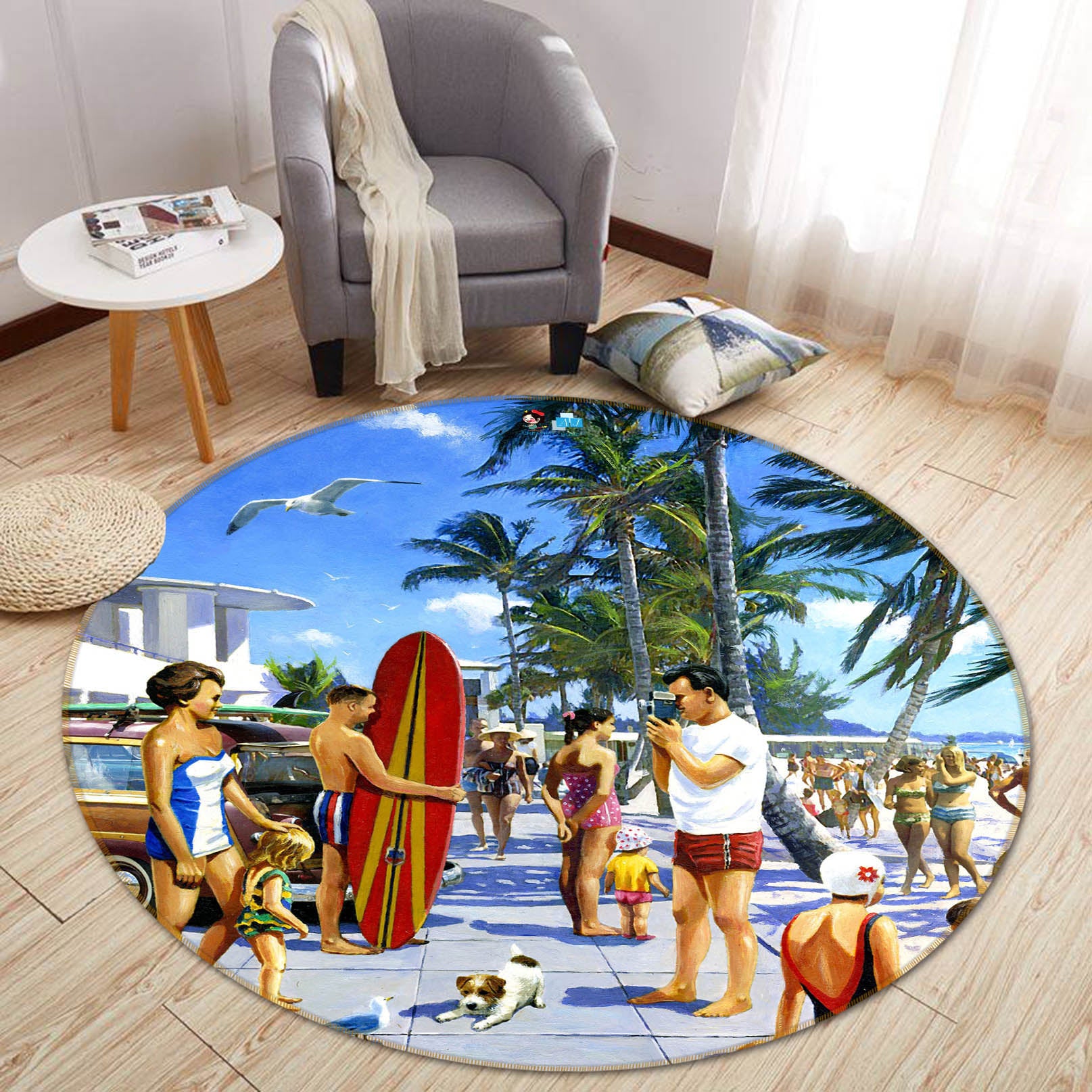 3D Seaside Photoshoot 062 Kevin Walsh Rug Round Non Slip Rug Mat