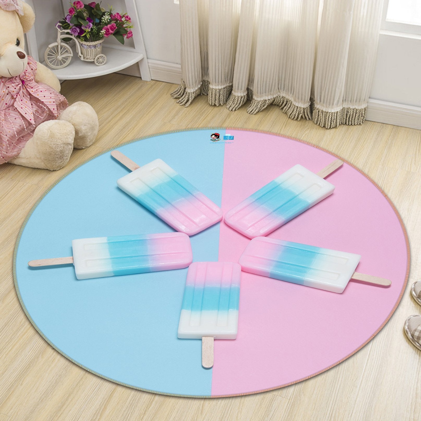 3D Powder Sorbet 096 Round Non Slip Rug Mat Mat AJ Creativity Home