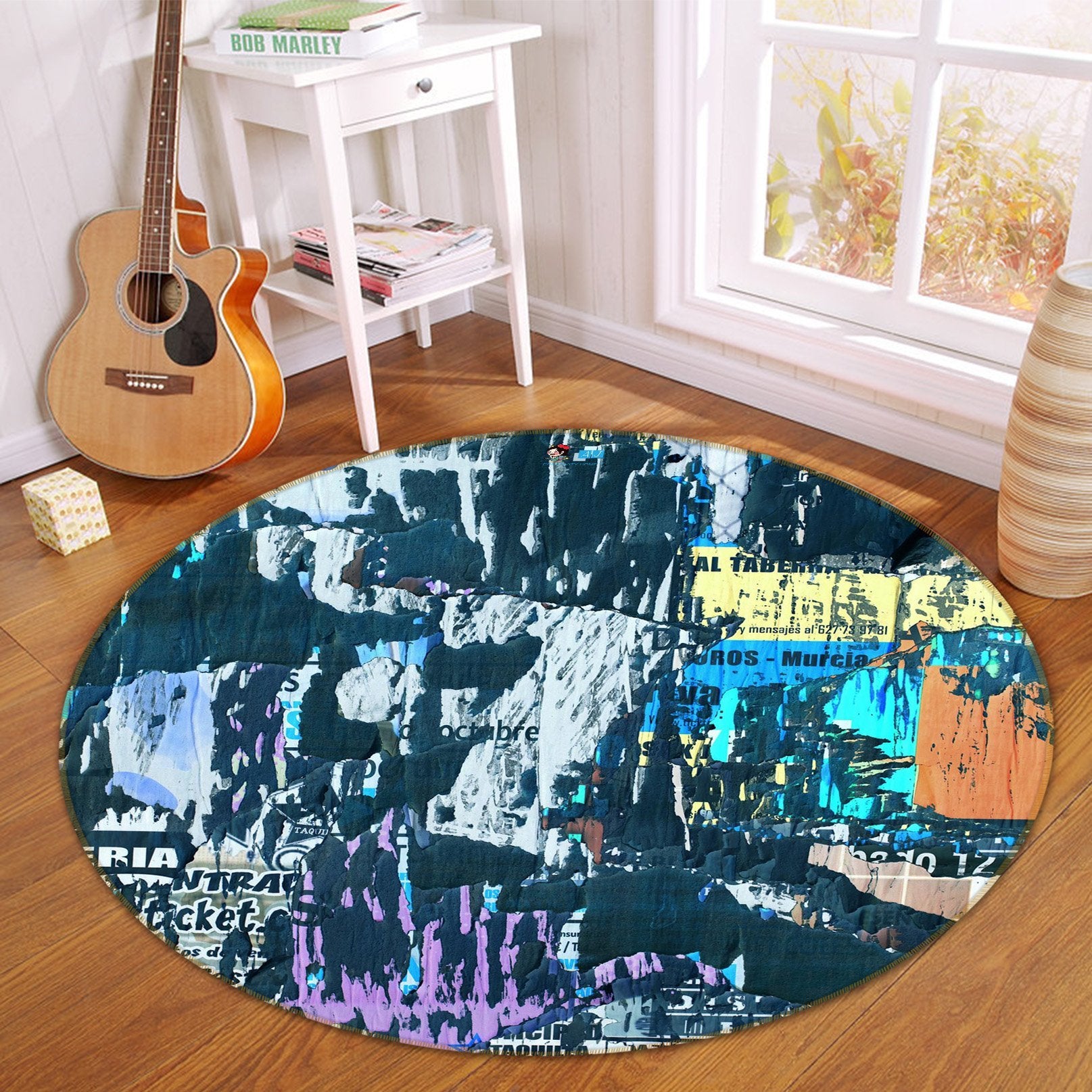 3D Paper Ink 104 Round Non Slip Rug Mat Mat AJ Creativity Home