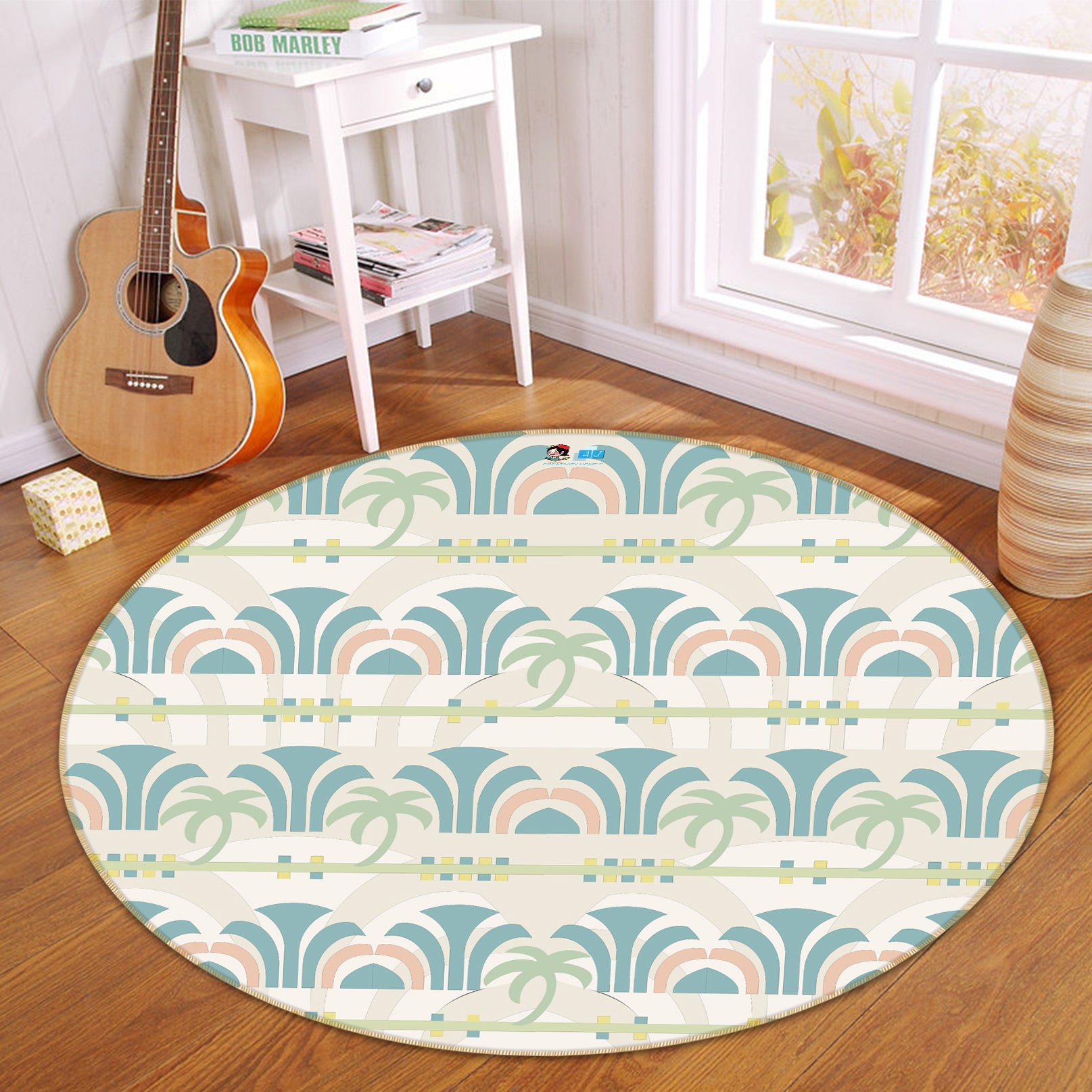 3D Pattern Texture 98105 Kasumi Loffler Rug Round Non Slip Rug Mat