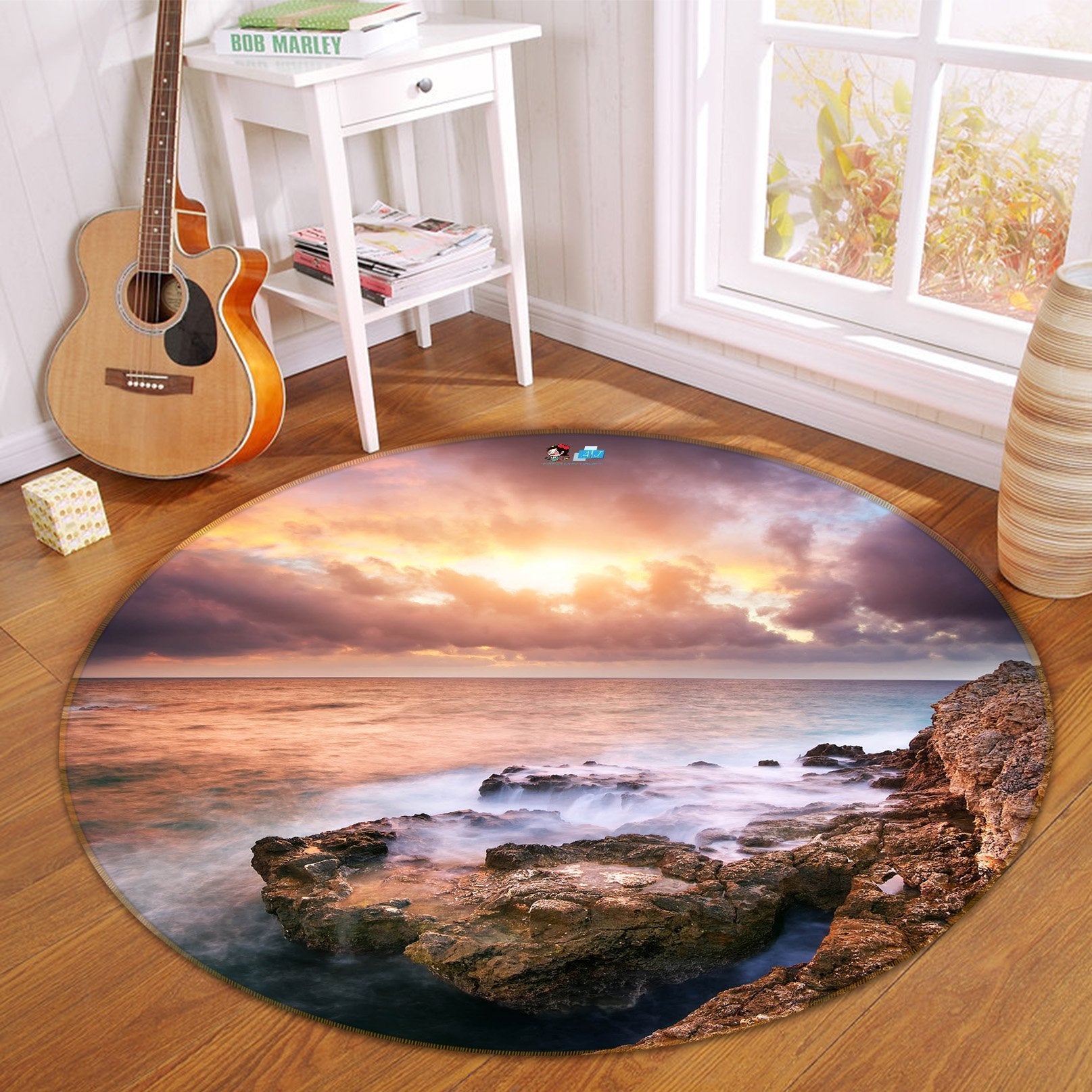 3D Seaside Stone 367 Round Non Slip Rug Mat Mat AJ Creativity Home