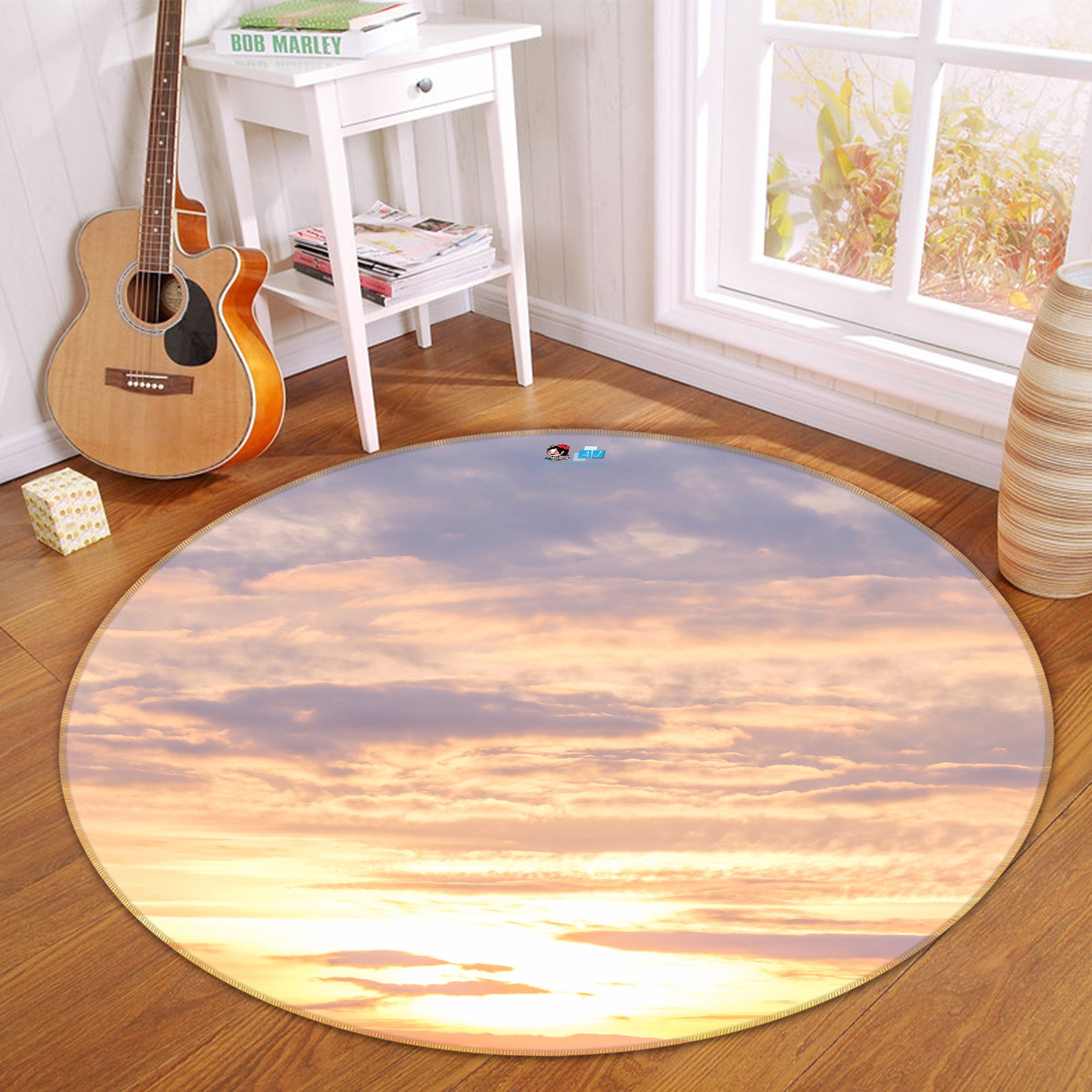3D Sunset Clouds 7417 Assaf Frank Rug Round Non Slip Rug Mat