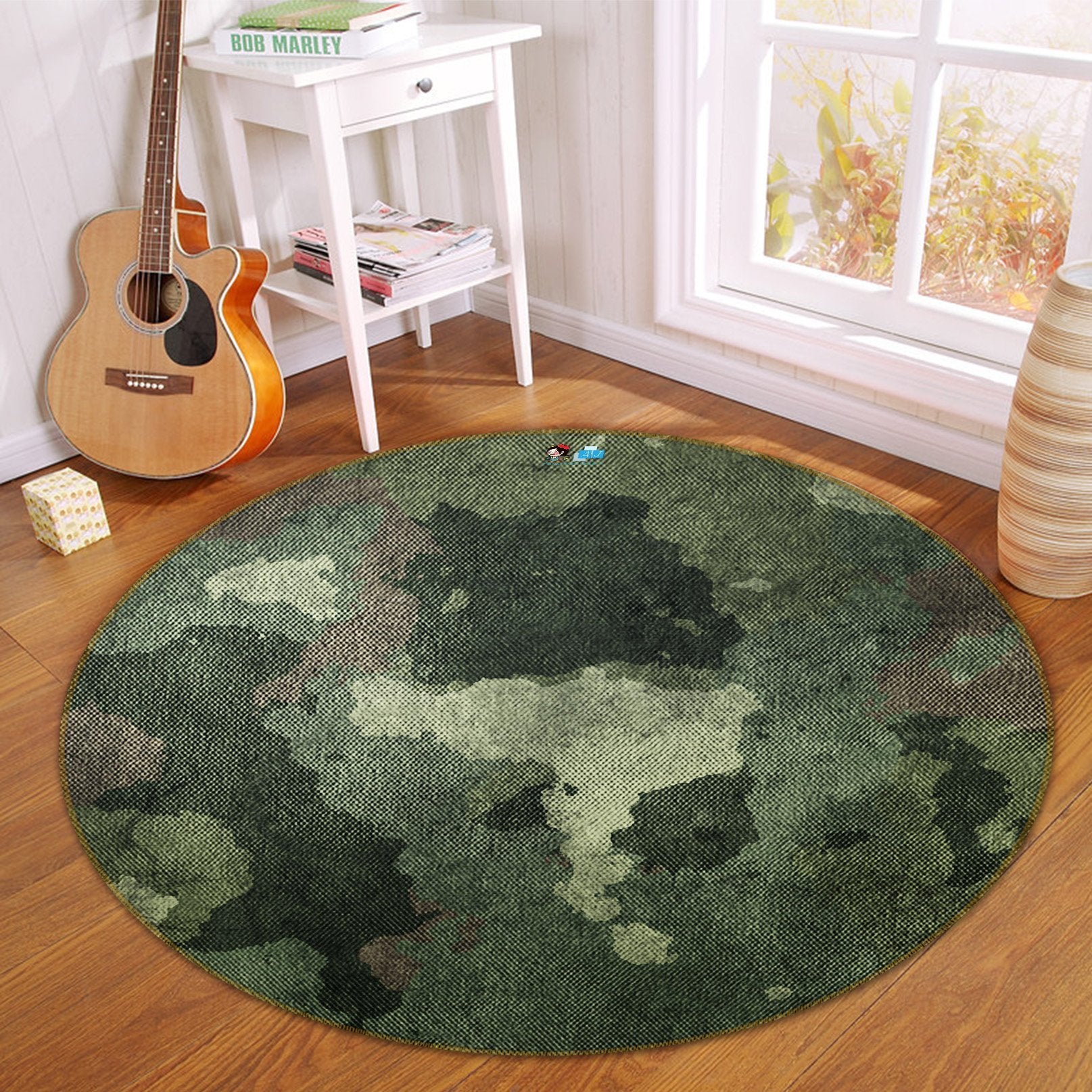 3D Green Cloth 288 Round Non Slip Rug Mat Mat AJ Creativity Home