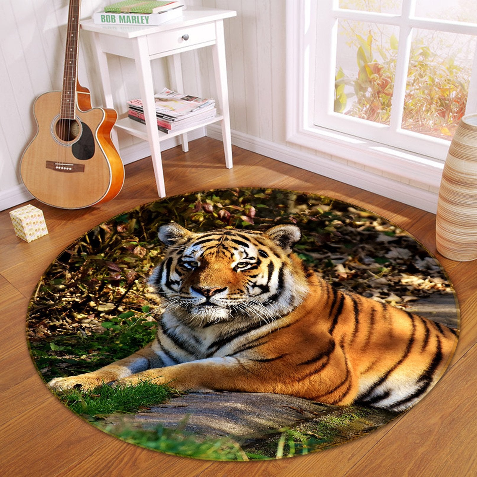3D Tiger 105 Animal Round Non Slip Rug Mat Mat AJ Creativity Home