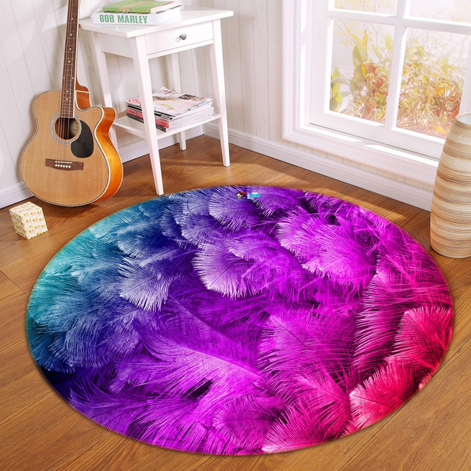 3D Beautiful Pink Feather 92 Round Non Slip Rug Mat Mat AJ Creativity Home