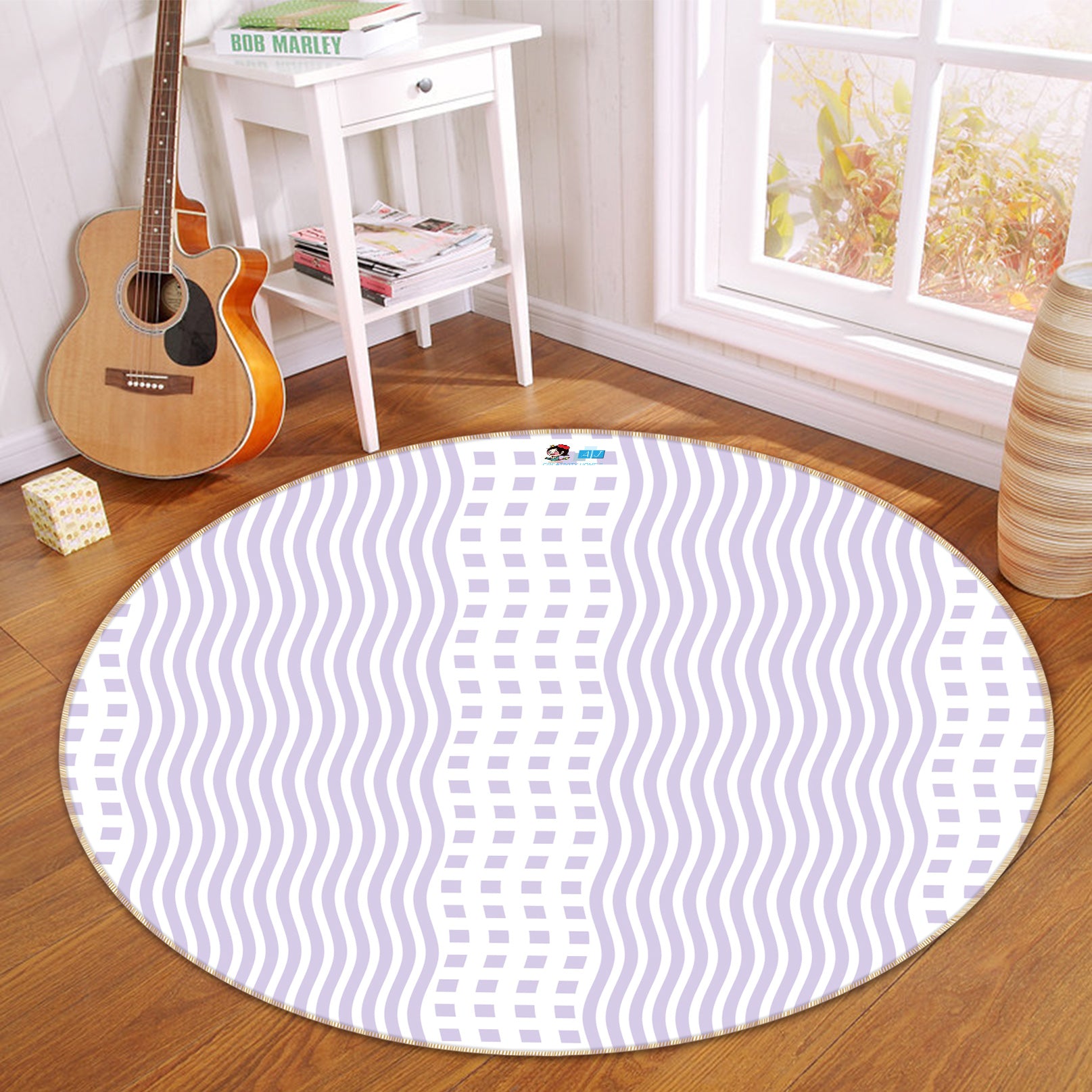 3D Purple Ripple 98102 Kasumi Loffler Rug Round Non Slip Rug Mat